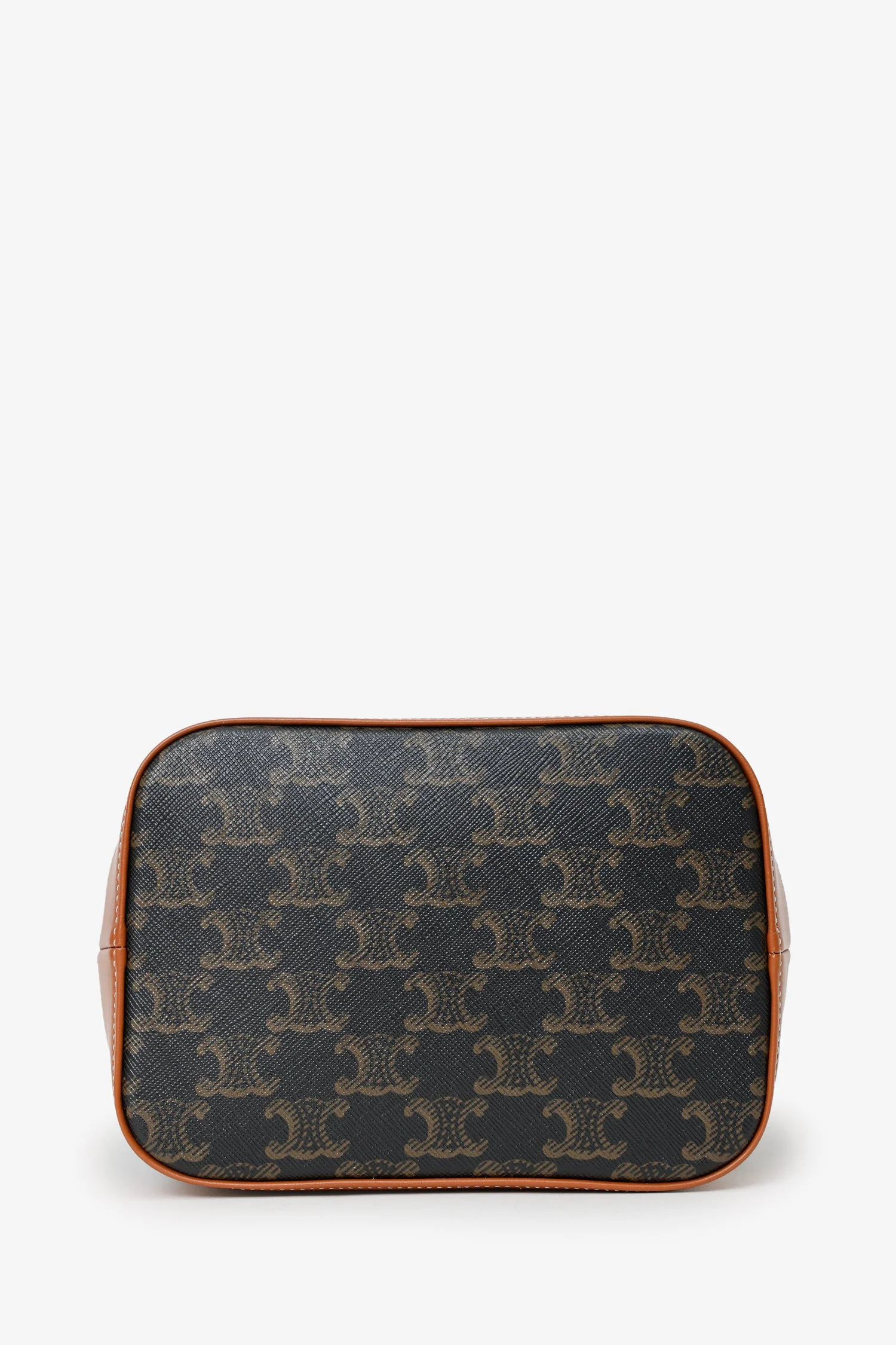 Celine Brown Triomphe Canvas Small Bucket Crossbody Bag - Image 5