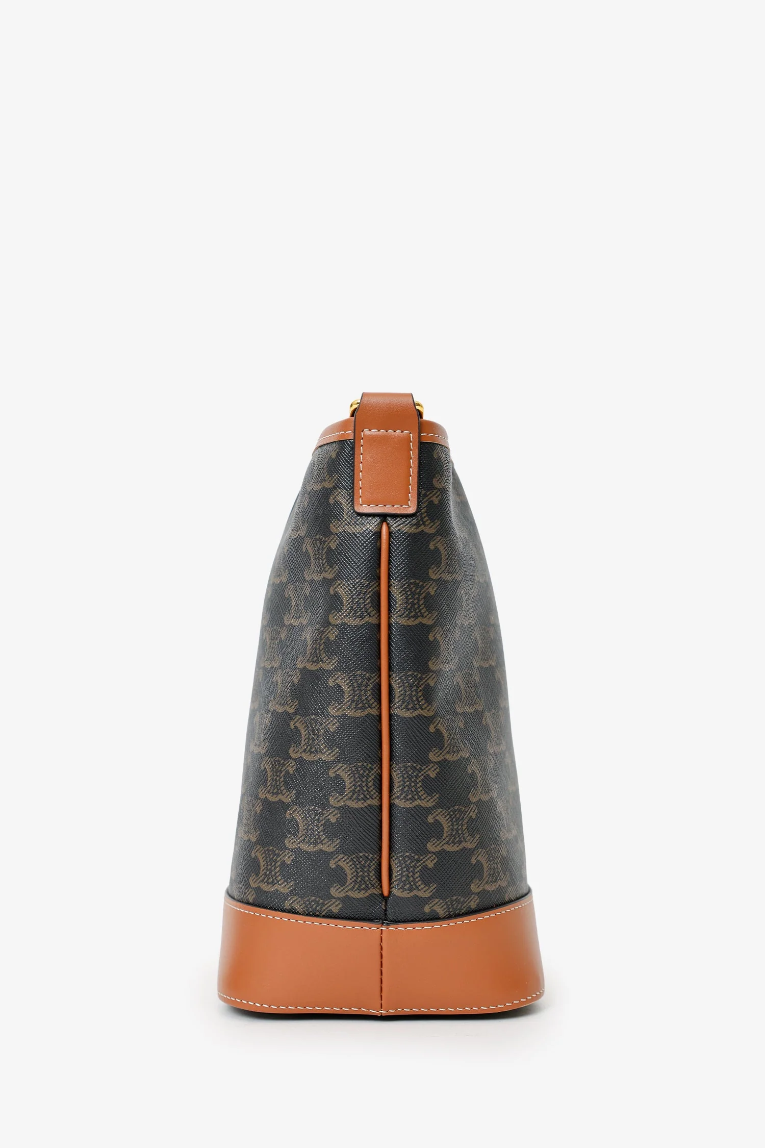 Celine Brown Triomphe Canvas Small Bucket Crossbody Bag - Image 3