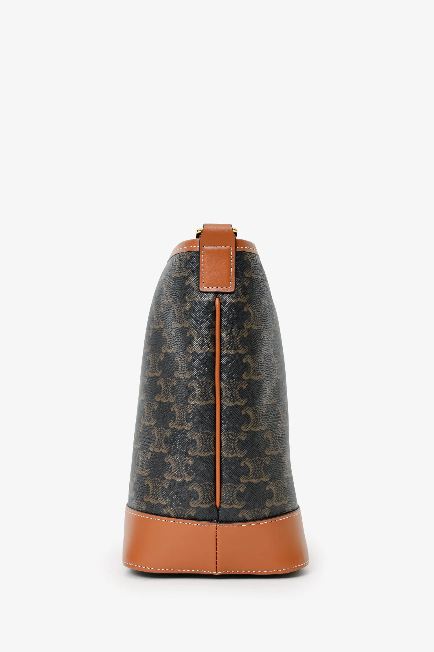 Celine Brown Triomphe Canvas Small Bucket Crossbody Bag - Image 4