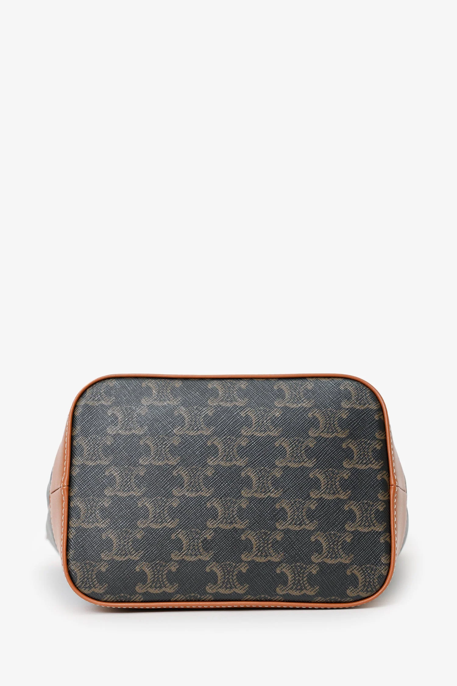 Celine Brown Triomphe Canvas Small Bucket Crossbody Bag - Image 5
