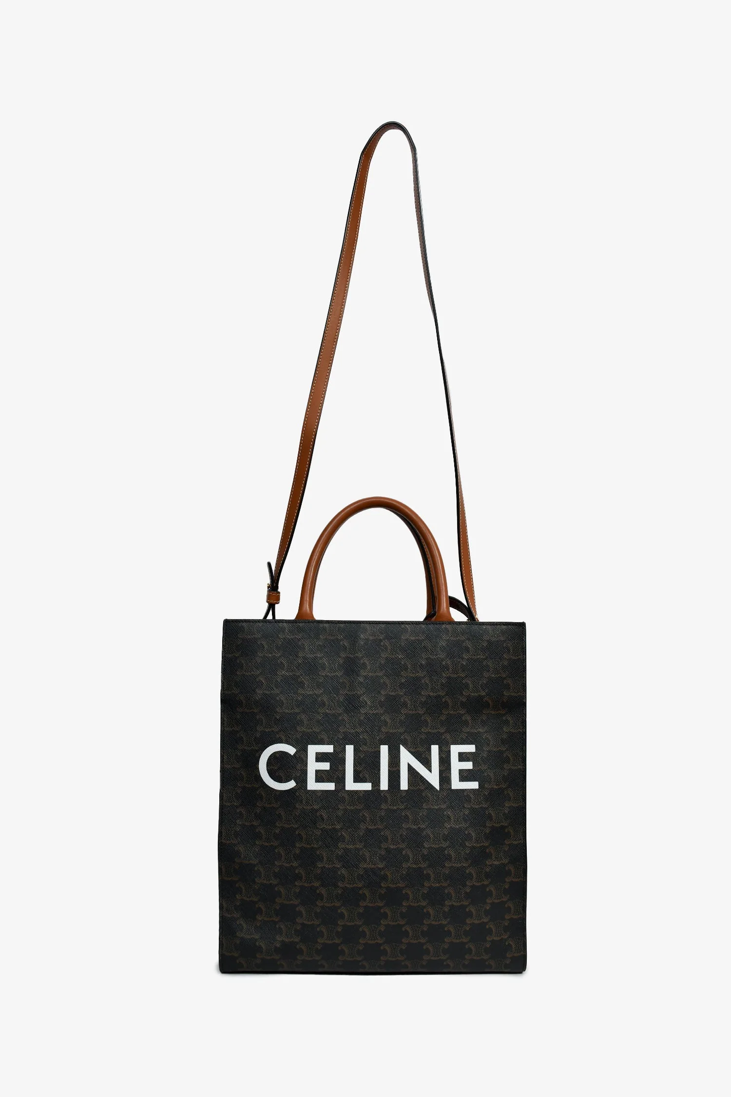 Celine Brown Triomphe Canvas Small Vertical Tote - Image 7