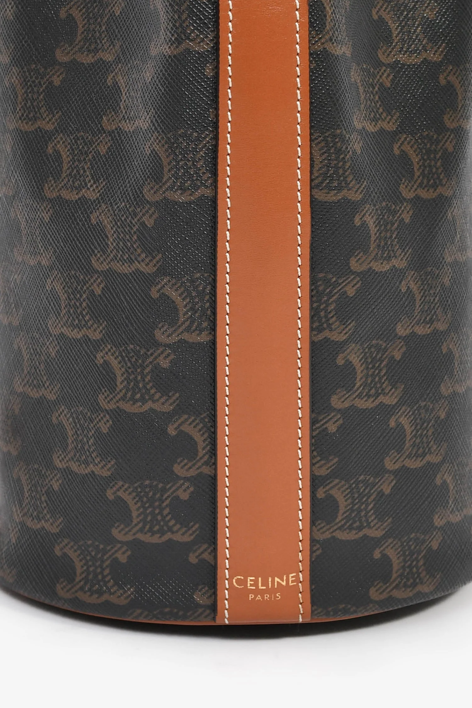 Celine Brown Triomphe Monogram Canvas Small Drawstring Bucket Bag - Image 5
