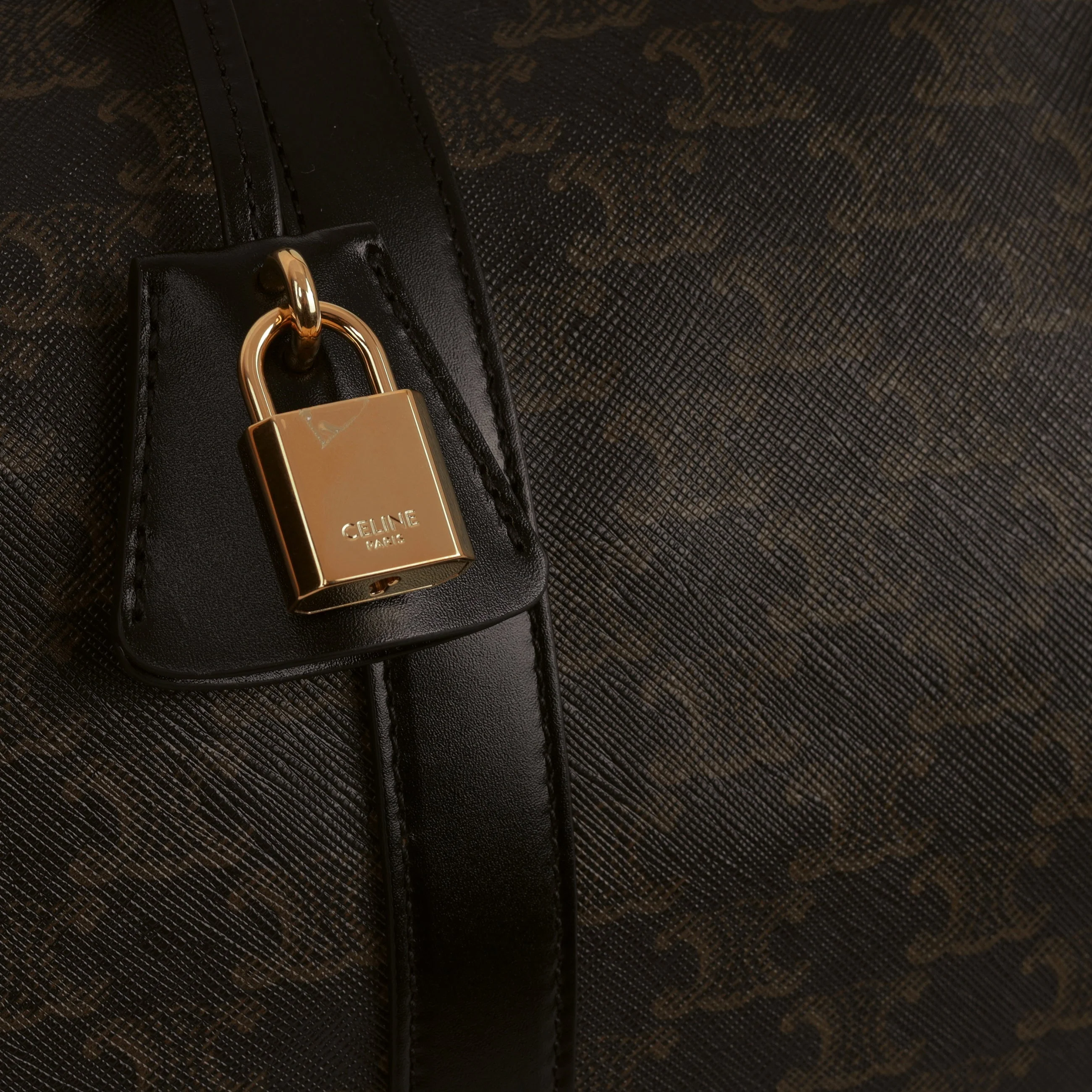 Celine Boston Travel Bag - Triomphe Canvas / Calfskin | Gold Hardware - Image 7