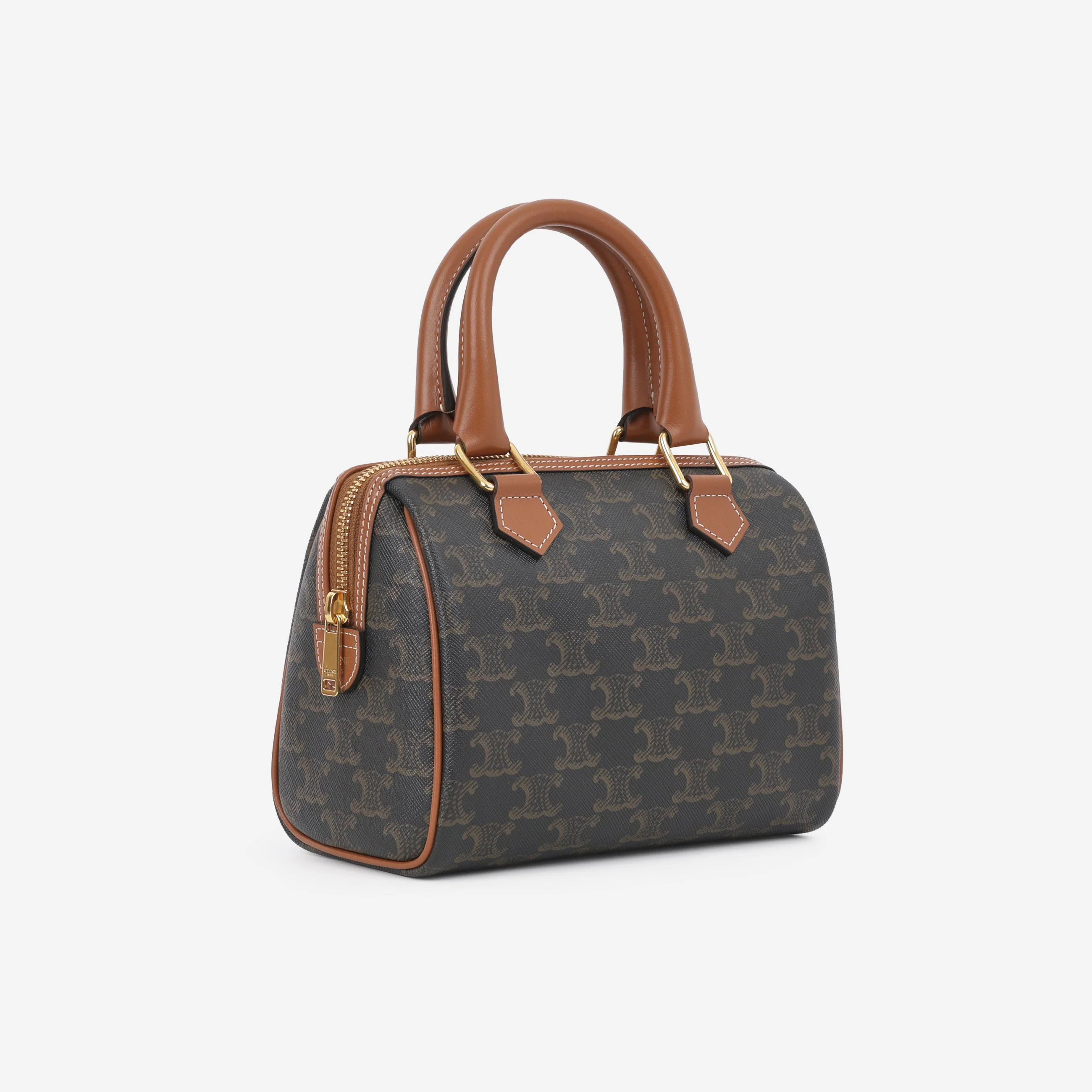 Celine Small Boston Bag - Triomphe Canvas | Gold Hardware - Image 2