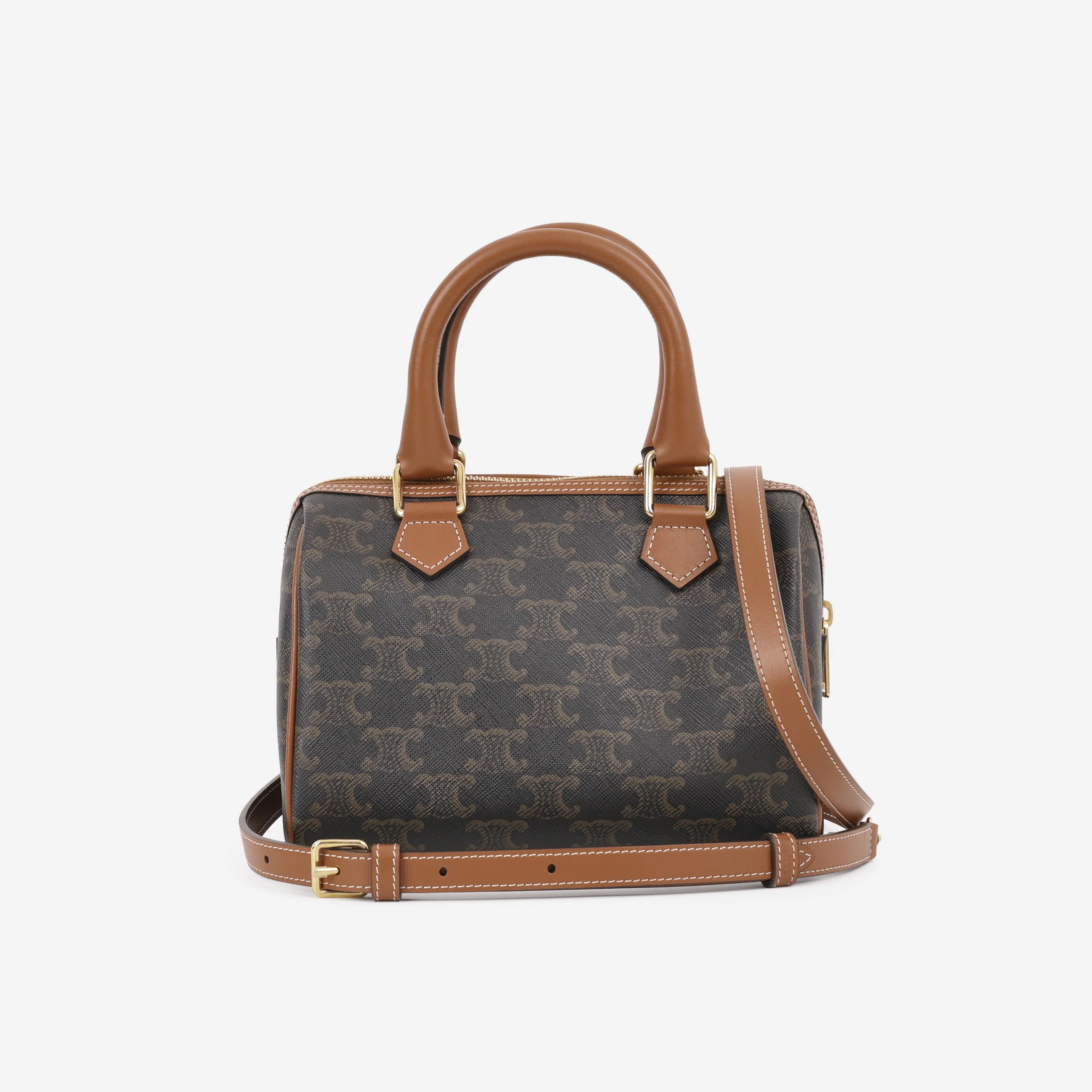 Celine Small Boston Bag - Triomphe Canvas | Gold Hardware - Image 3