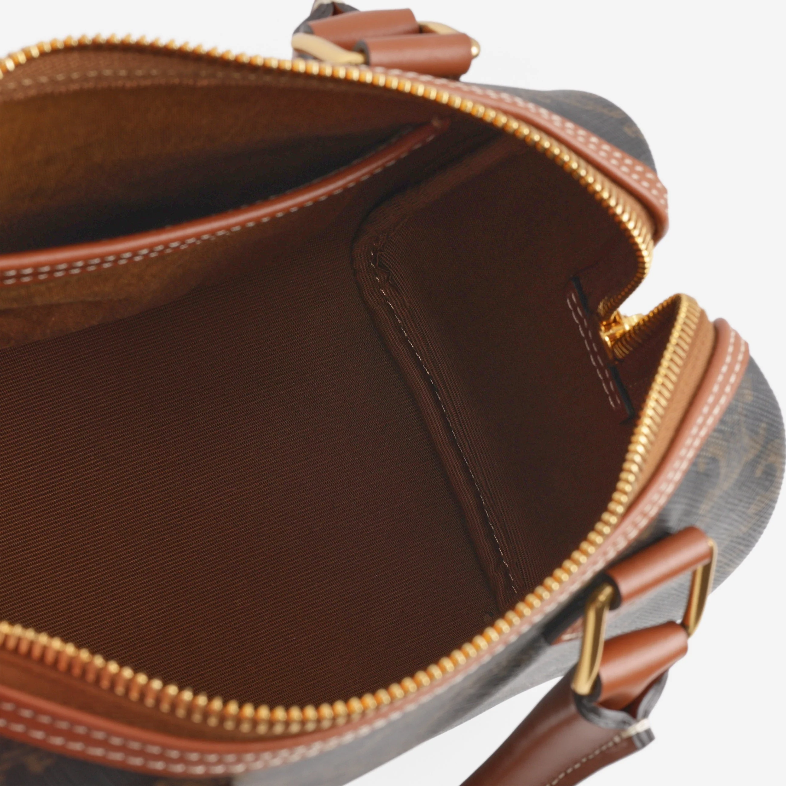 Celine Small Boston Bag - Triomphe Canvas | Gold Hardware - Image 5
