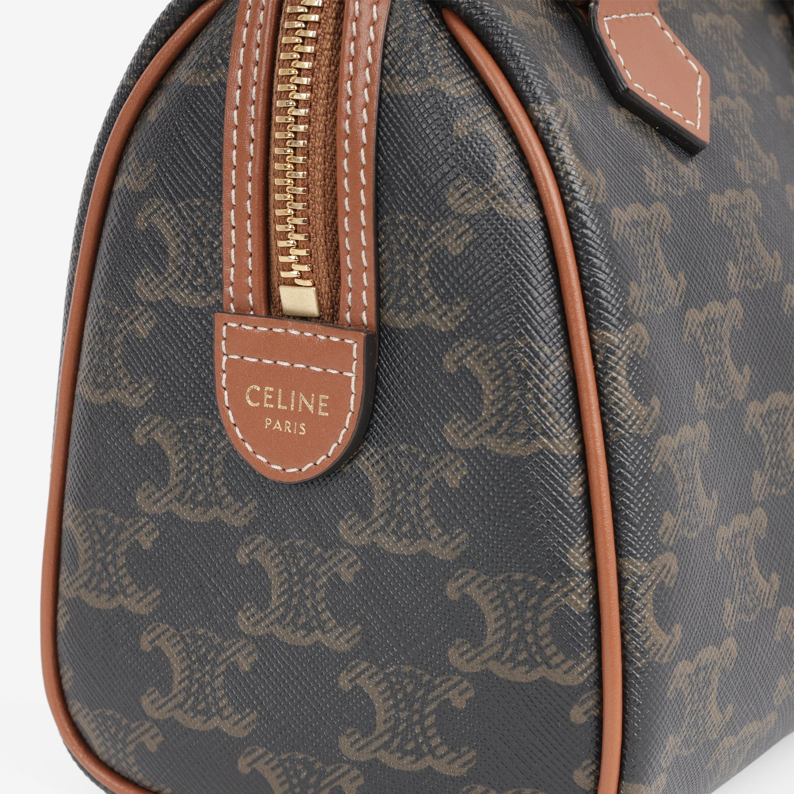Celine Small Boston Bag - Triomphe Canvas | Gold Hardware - Image 6