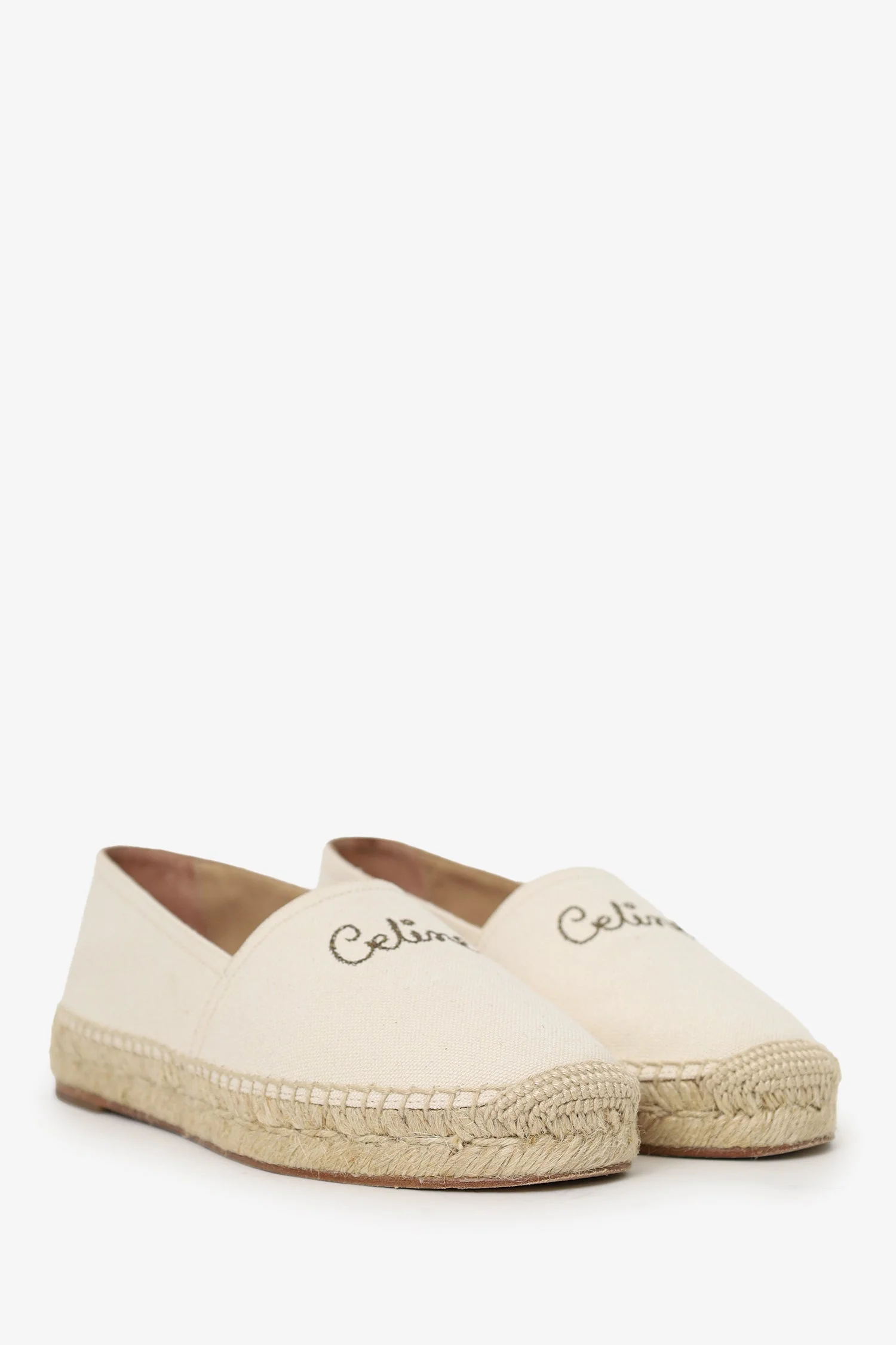 Celine Cream Logo Espadrilles Size 38 - Image 2
