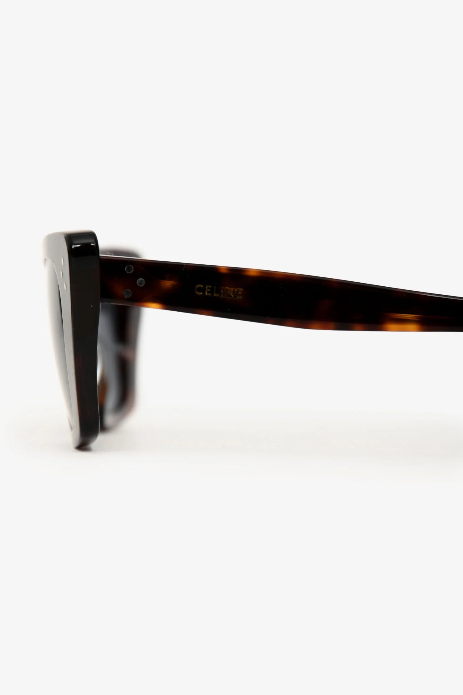 Celine Dark Brown Tortoise Acetate Cat Eye Sunglasses - Image 4