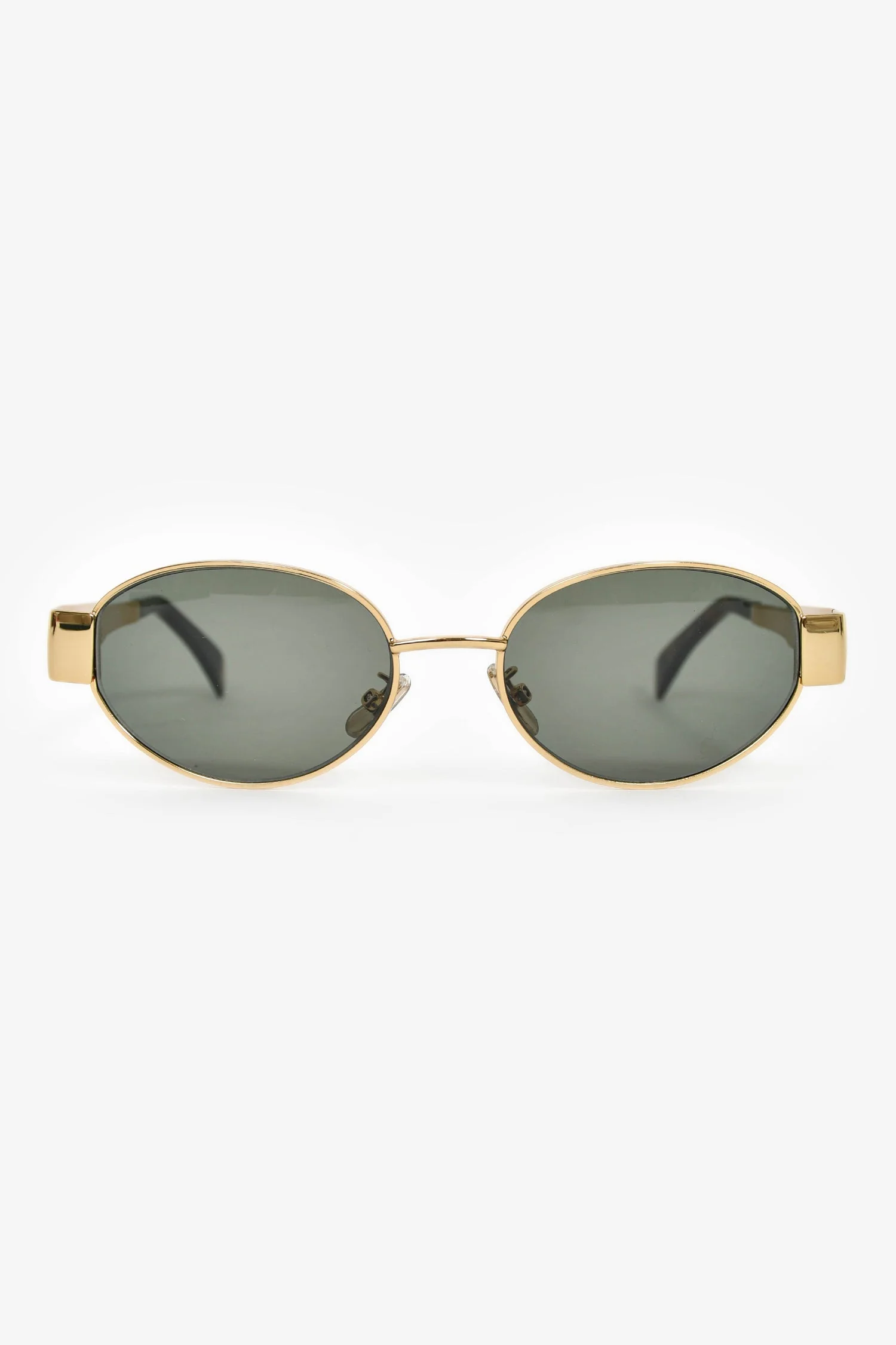 Celine Gold Metal 'Triomphe 01' Sunglasses with Pouch Case - Image 2