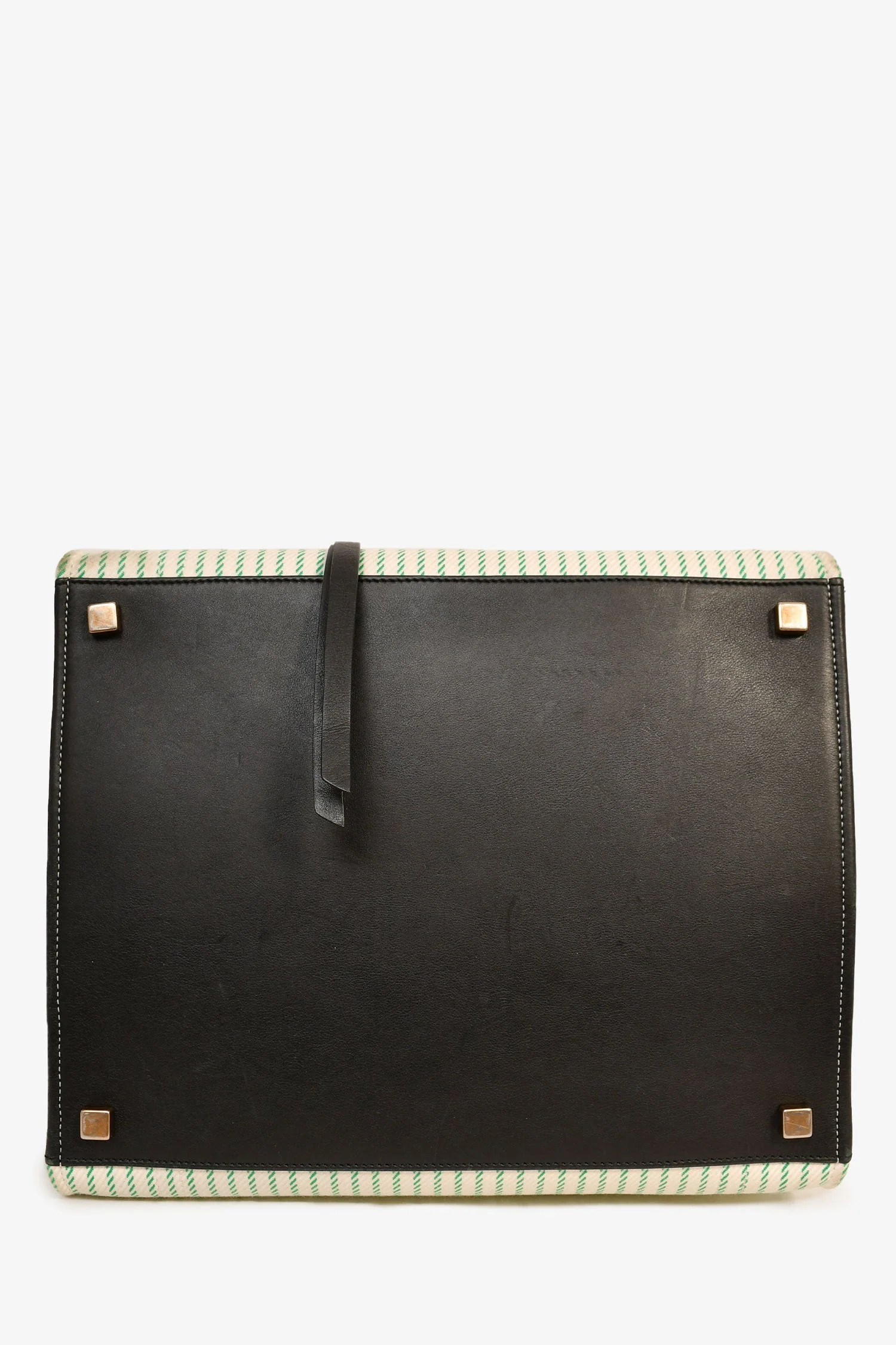 Celine Green/Cream Pinstripe Canvas Luggage Phantom Tote - Image 5