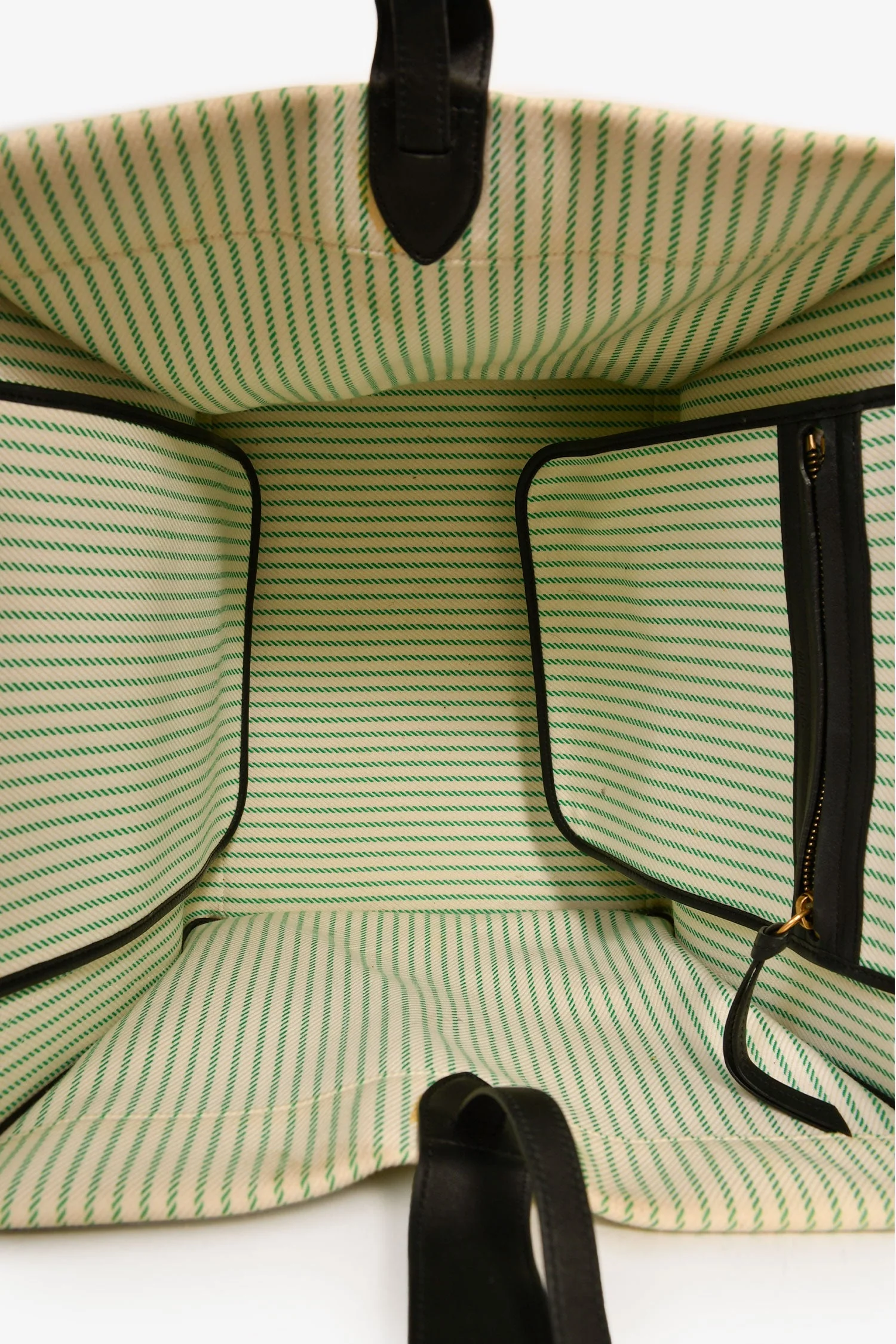 Celine Green/Cream Pinstripe Canvas Luggage Phantom Tote - Image 6