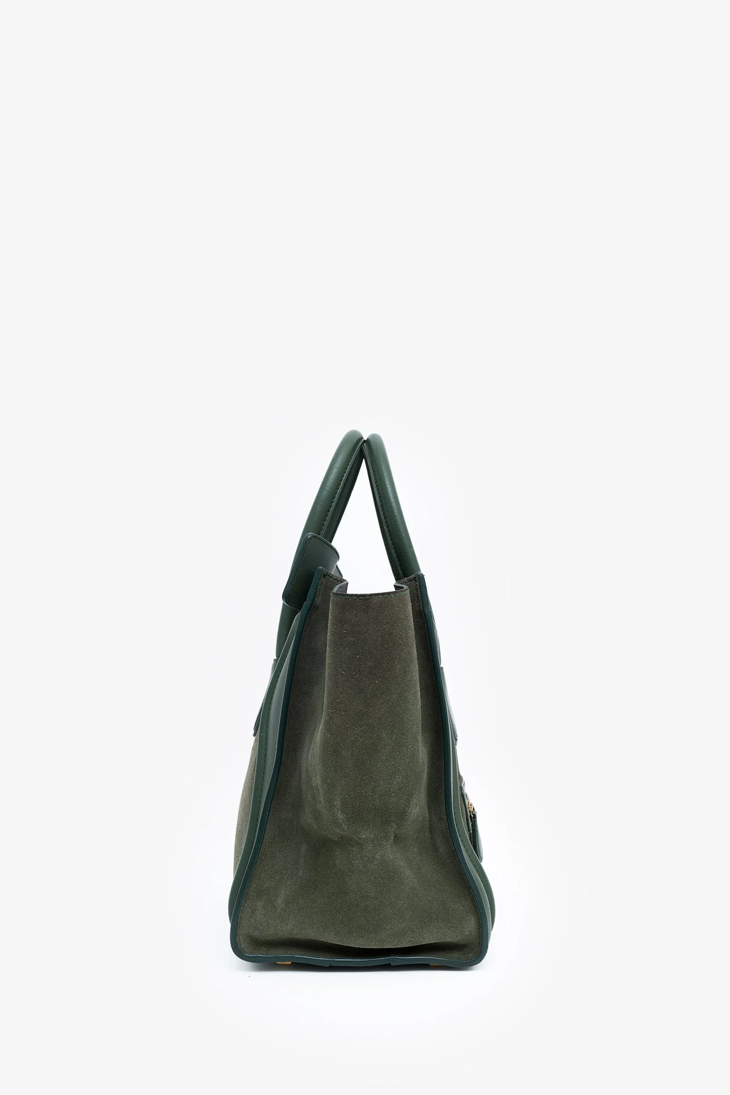 Celine Green Suede/Leather Micro Luggage Tote Bag - Image 2