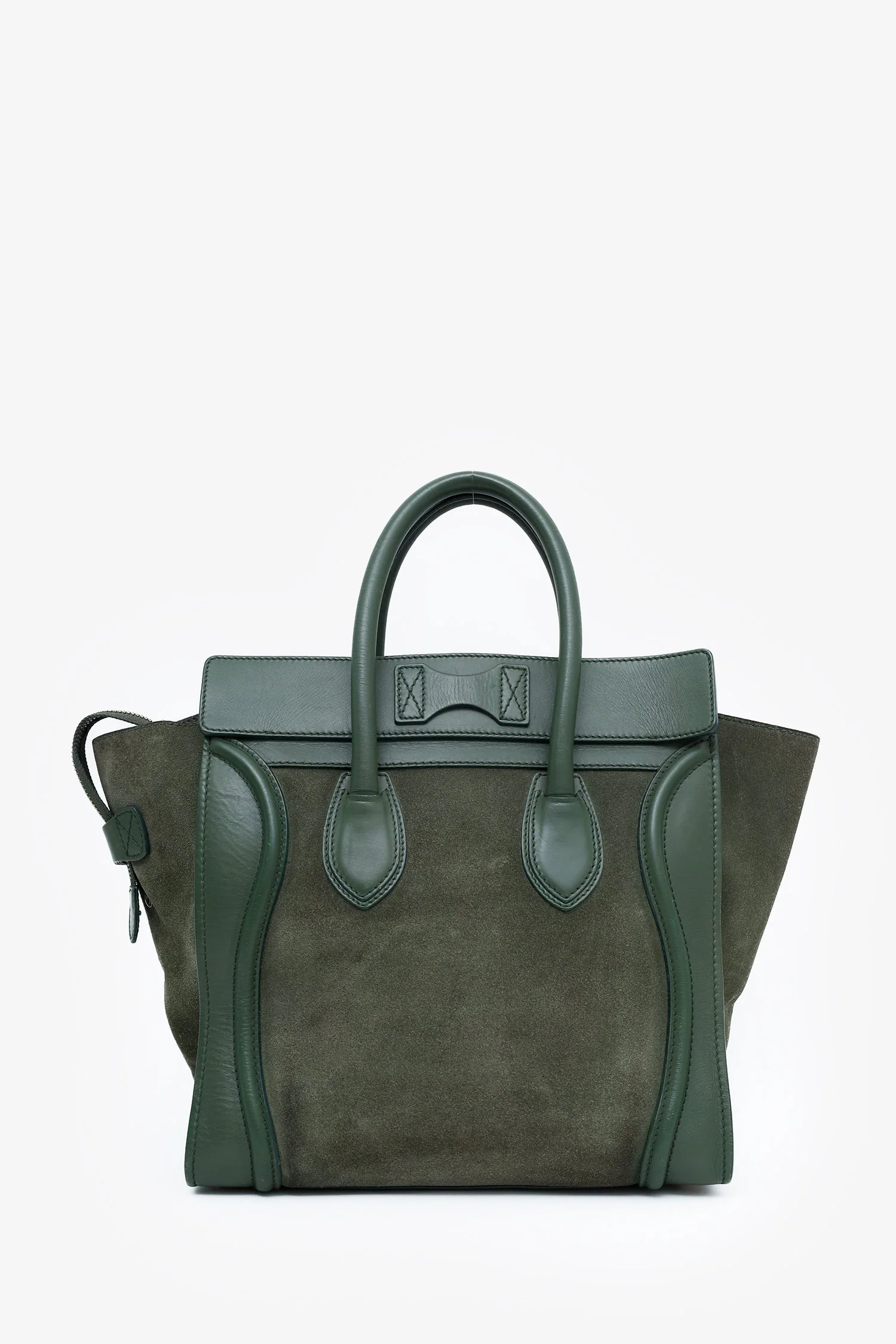 Celine Green Suede/Leather Micro Luggage Tote Bag - Image 3