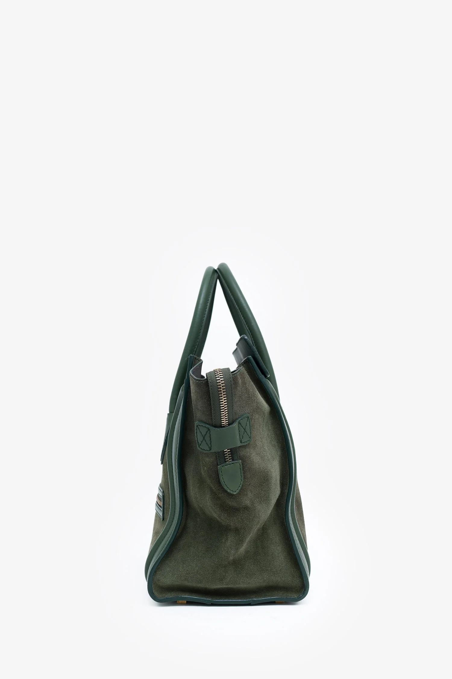 Celine Green Suede/Leather Micro Luggage Tote Bag - Image 4