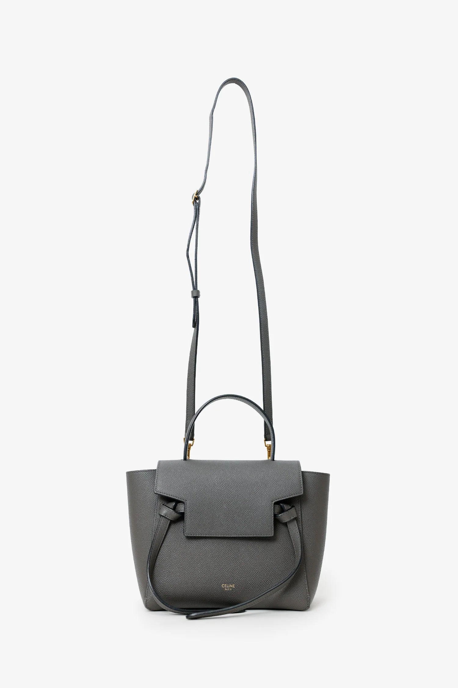 Celine Grey Grained Leather Nano Belt Bag With Strap - Image 6