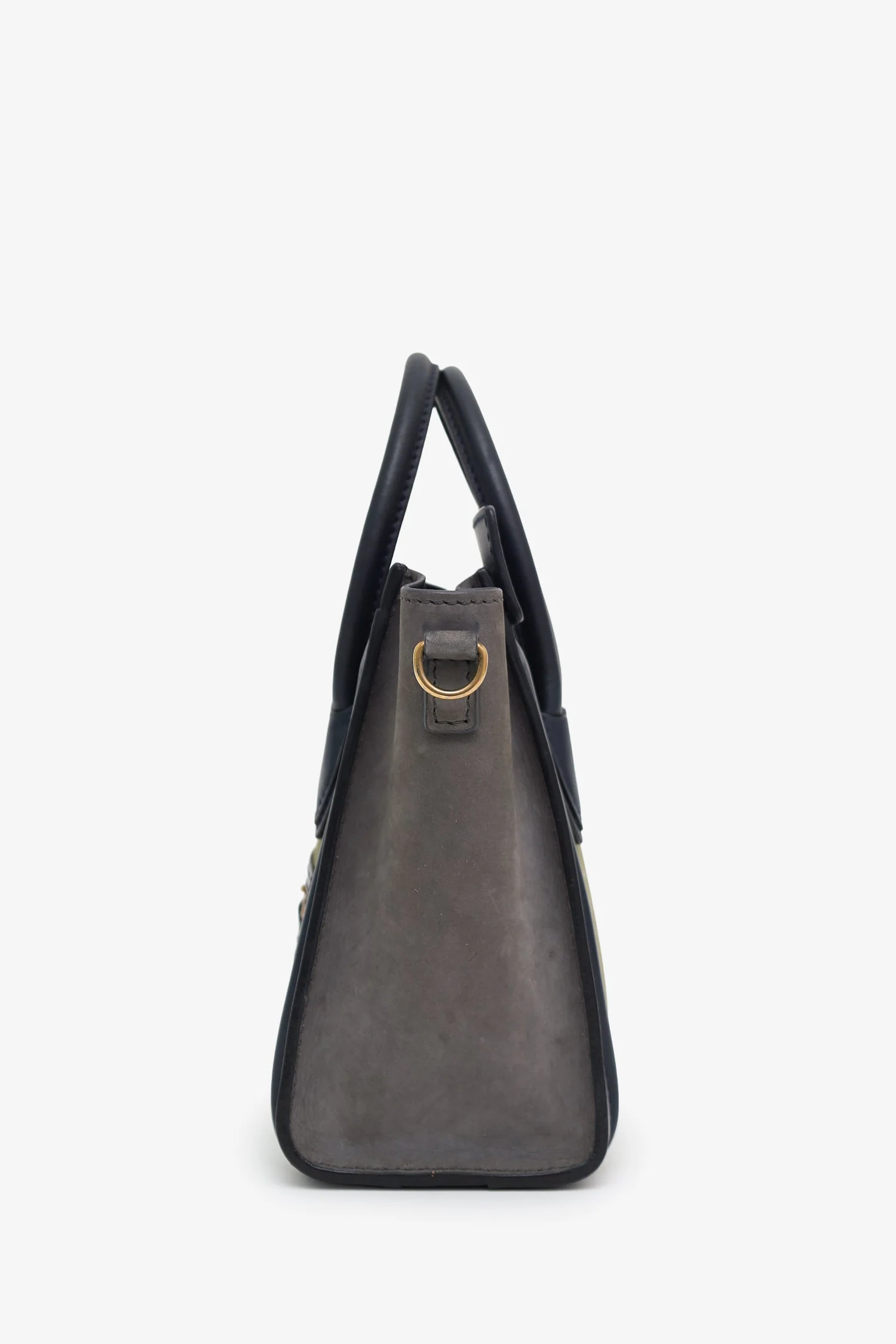 Celine Navy/Green Leather Nano Luggage Bag With Strap - Image 4