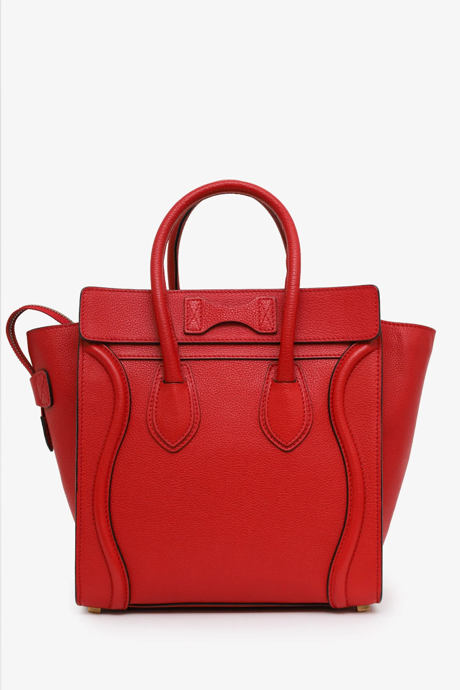 Celine Red Grained Calfskin Micro Luggage Tote - Image 2