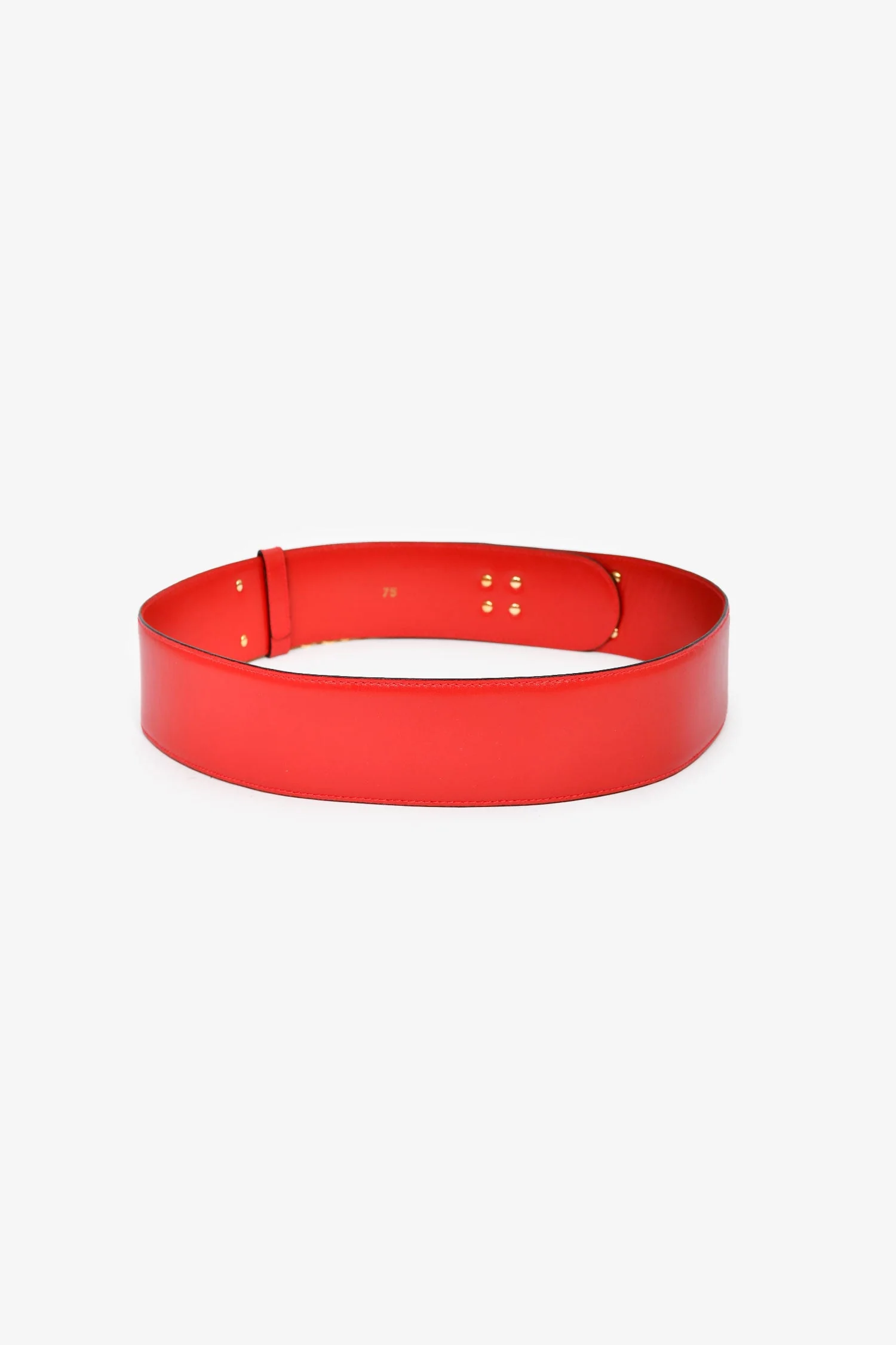 Celine Red Leather 'Collier De Chien' Belt Size 75 - Image 3