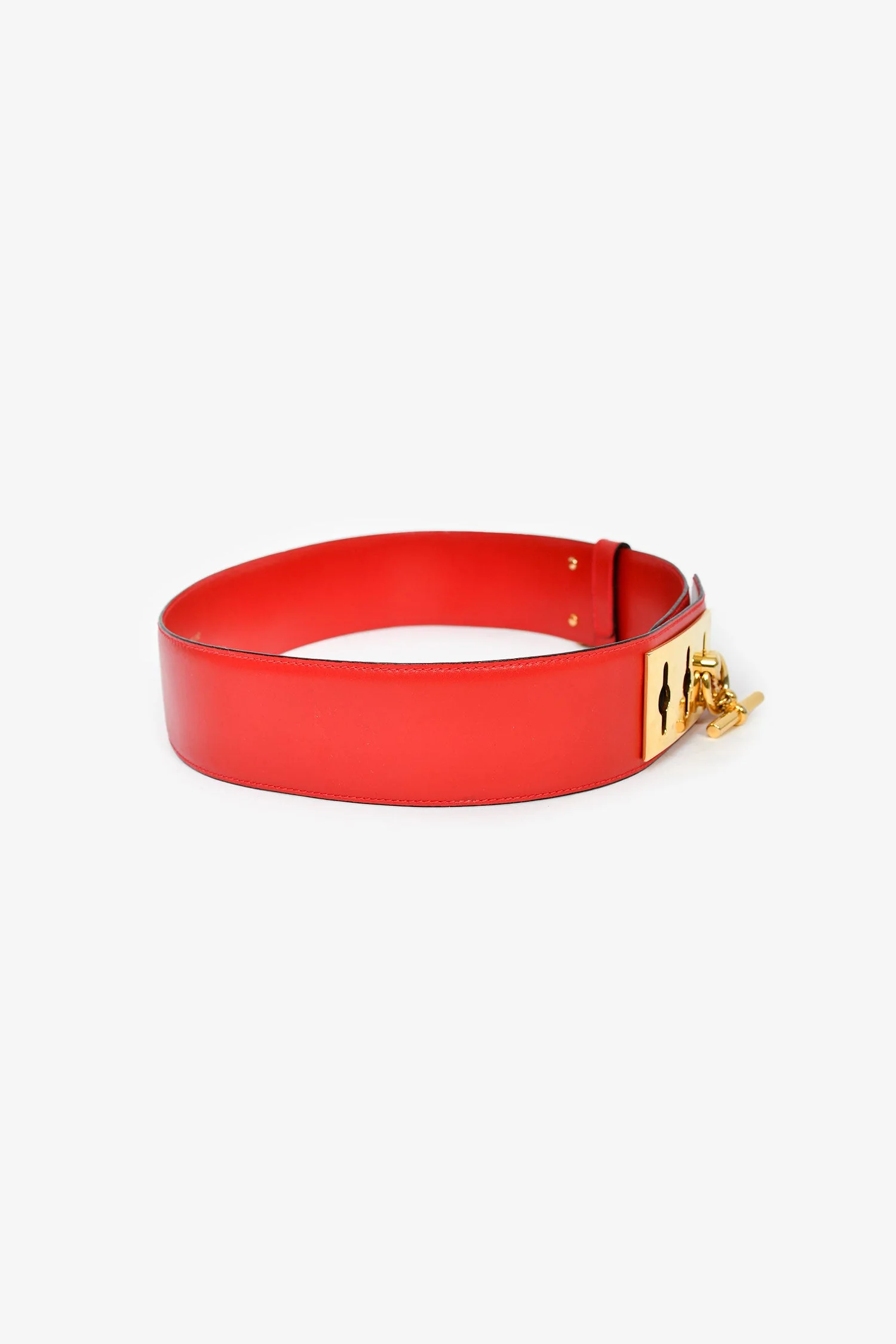 Celine Red Leather 'Collier De Chien' Belt Size 75 - Image 4