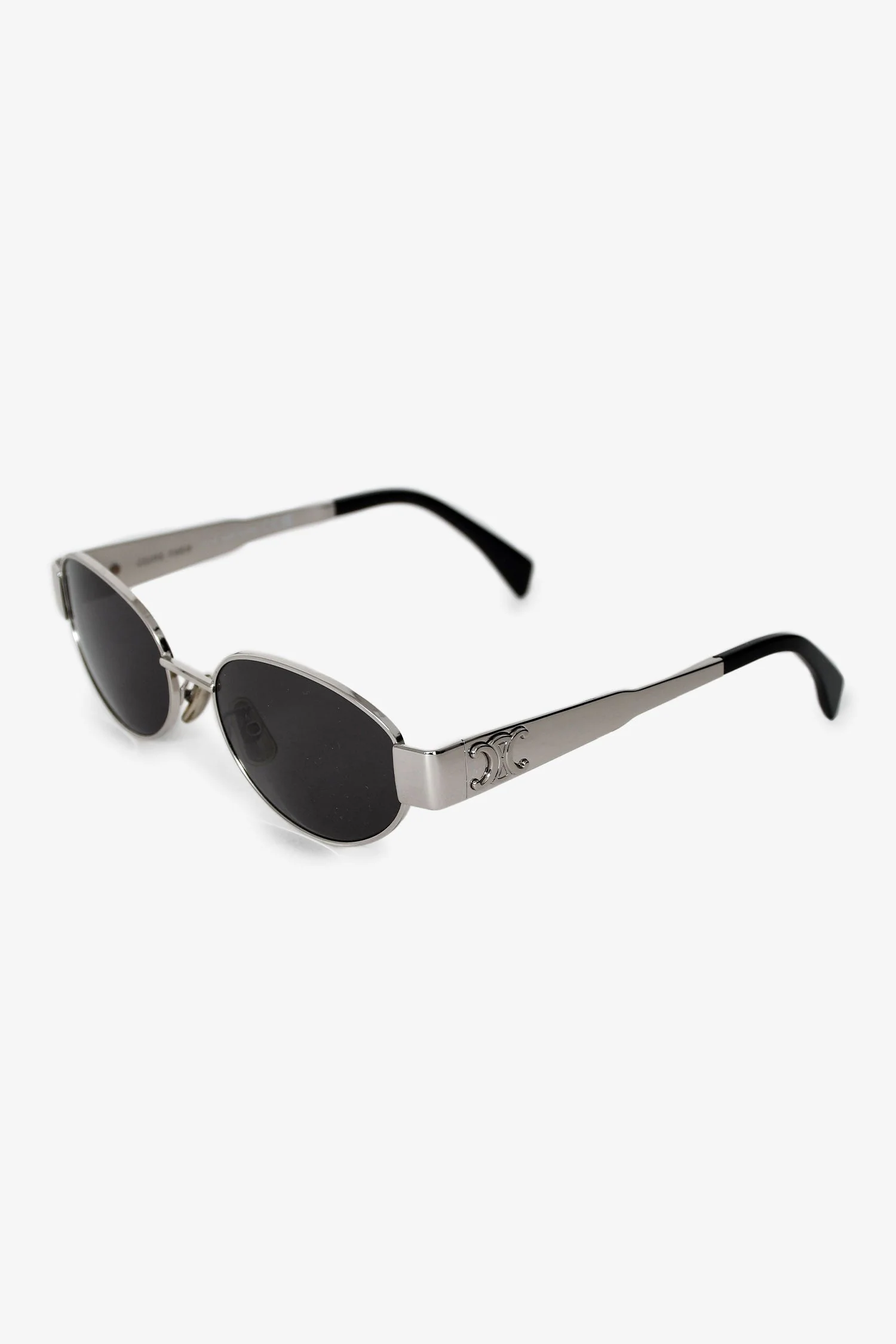 Celine Silver Metal Triomphe 01 Oval Sunglasses - Image 2