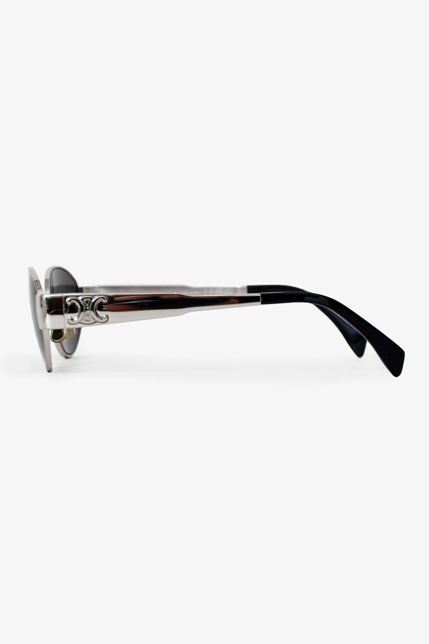 Celine Silver Metal Triomphe 01 Oval Sunglasses - Image 3
