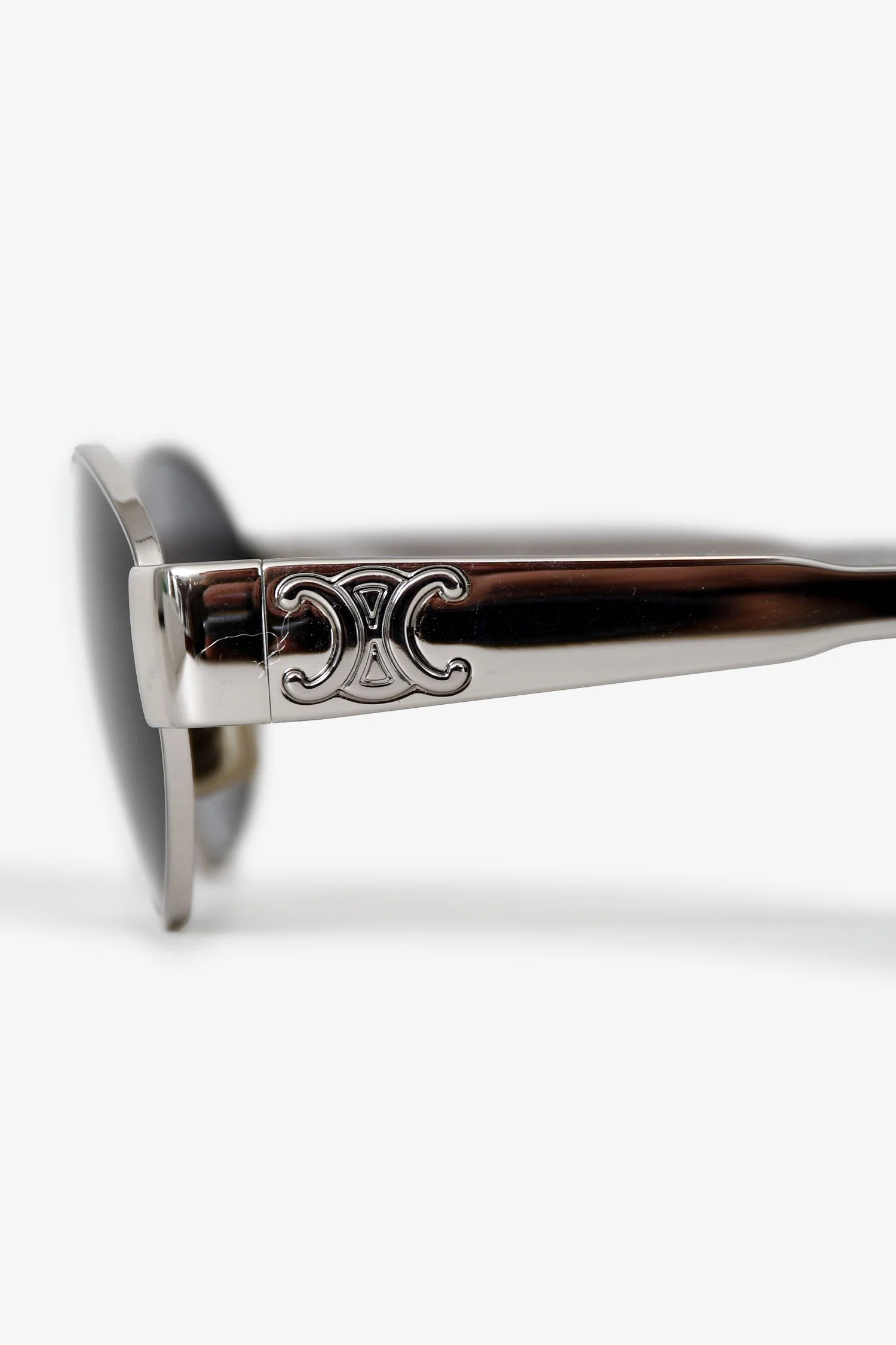 Celine Silver Metal Triomphe 01 Oval Sunglasses - Image 4