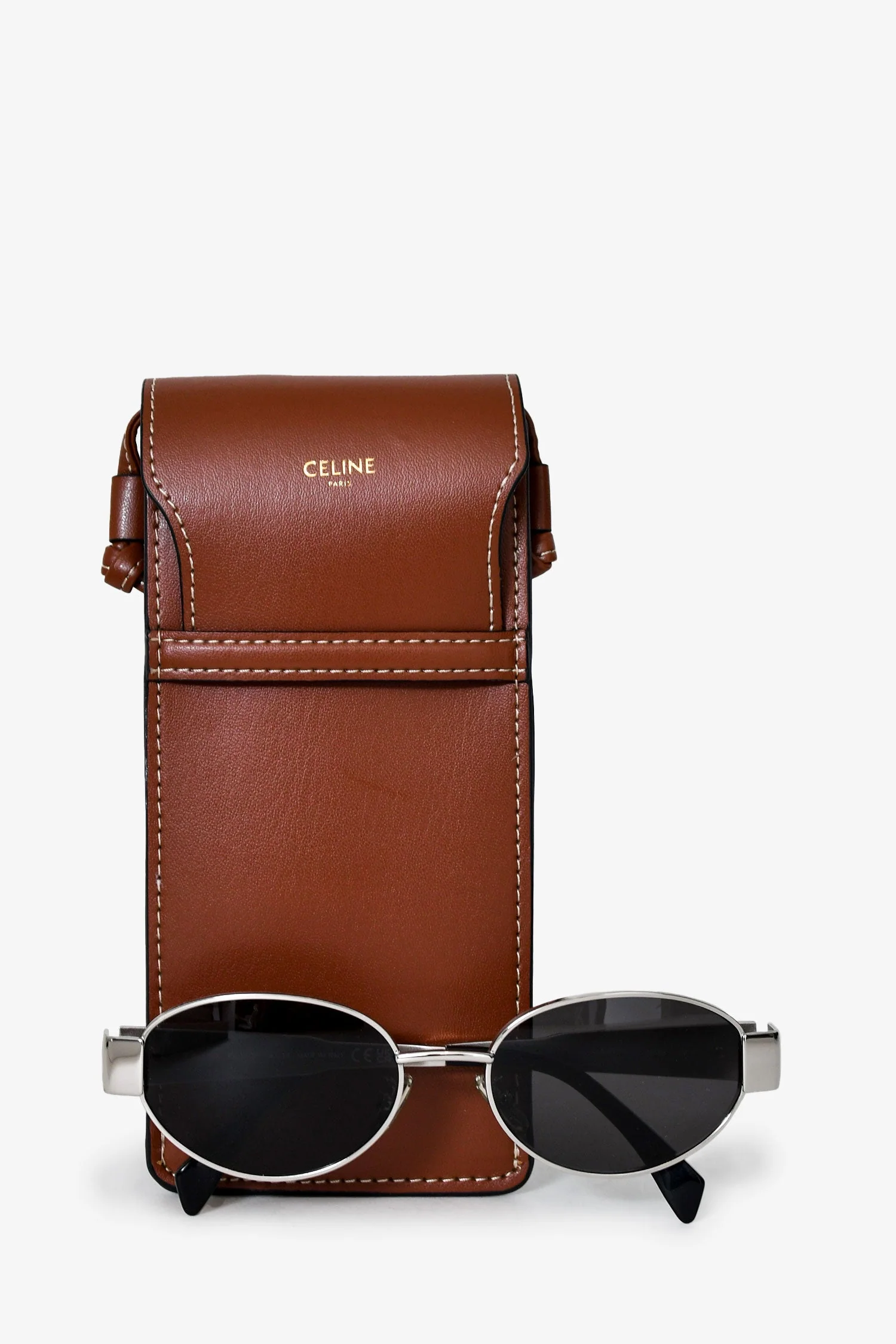 Celine Silver Metal Triomphe 01 Oval Sunglasses - Image 5
