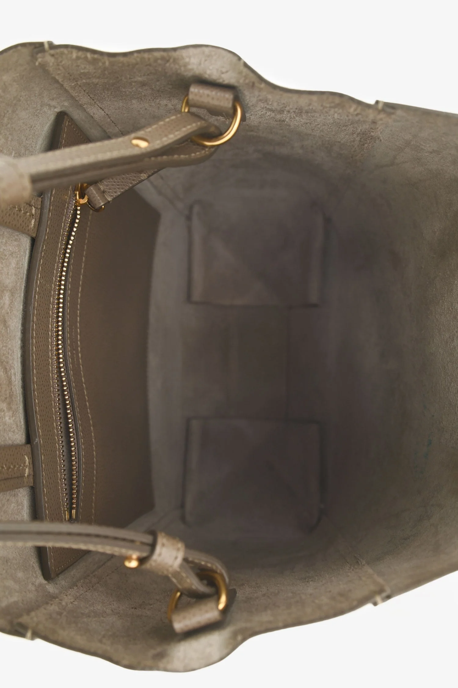 Celine Taupe Grained Calfskin Vertical Small 'Cabas' Tote with Strap - Image 6