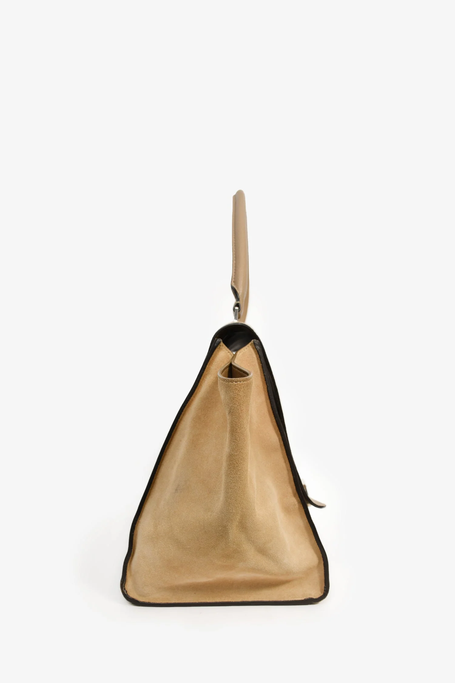 Celine Taupe Leather/Suede 'Trapeze' Top Handle Bag - Image 3