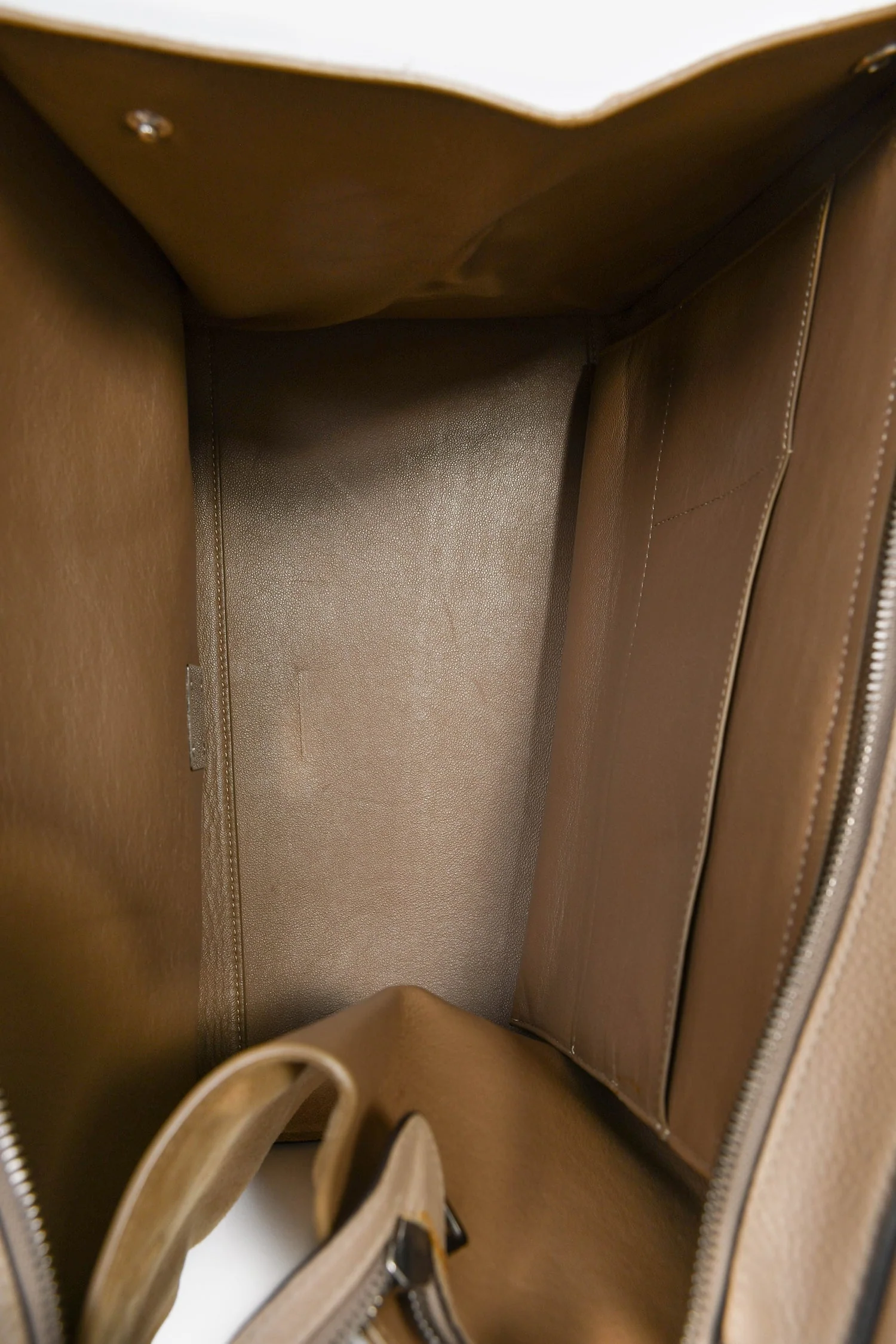 Celine Taupe Leather/Suede 'Trapeze' Top Handle Bag - Image 6