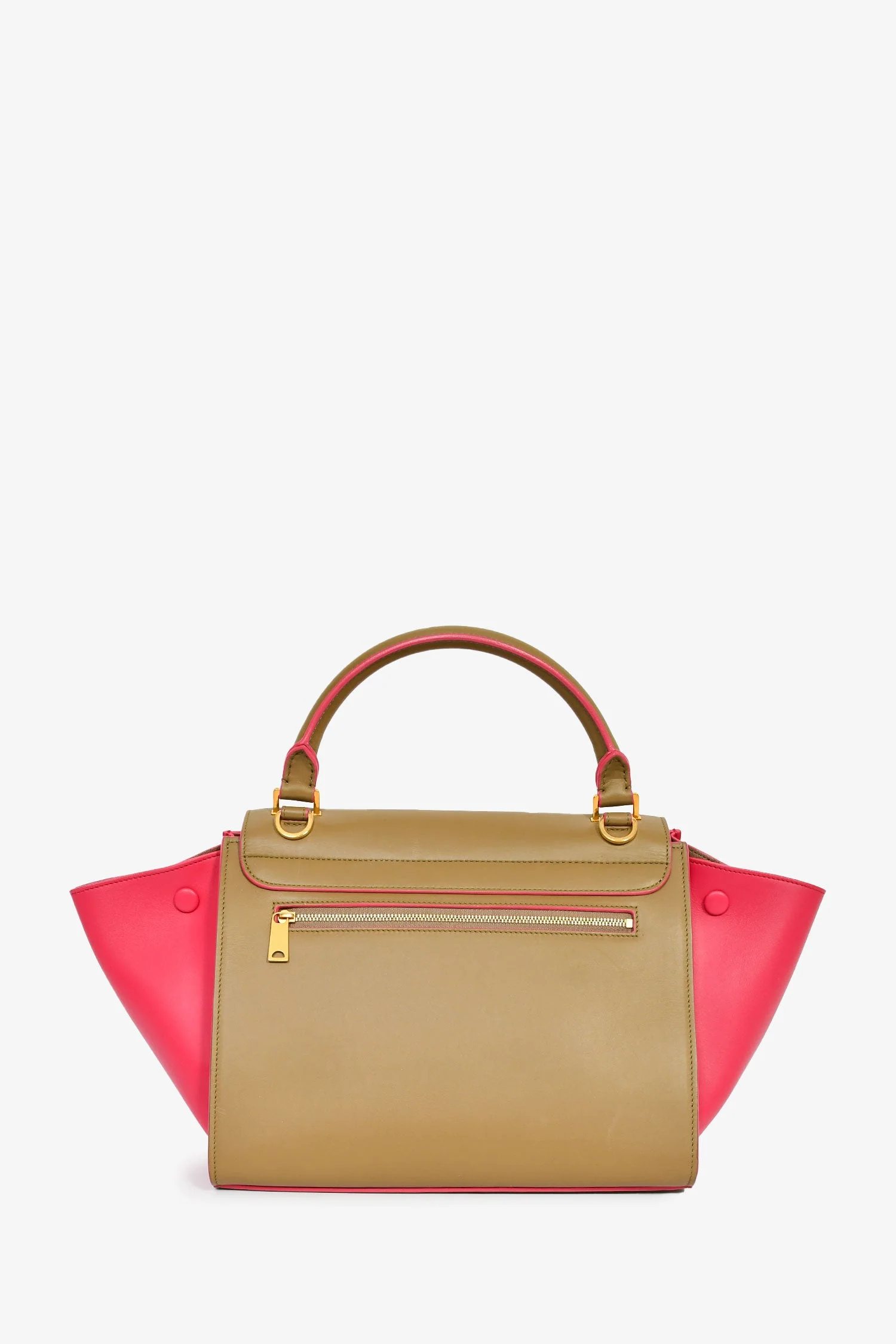 Celine Taupe/Pink Leather Bicolour Medium Trapeze Top Handle With Strap - Image 2
