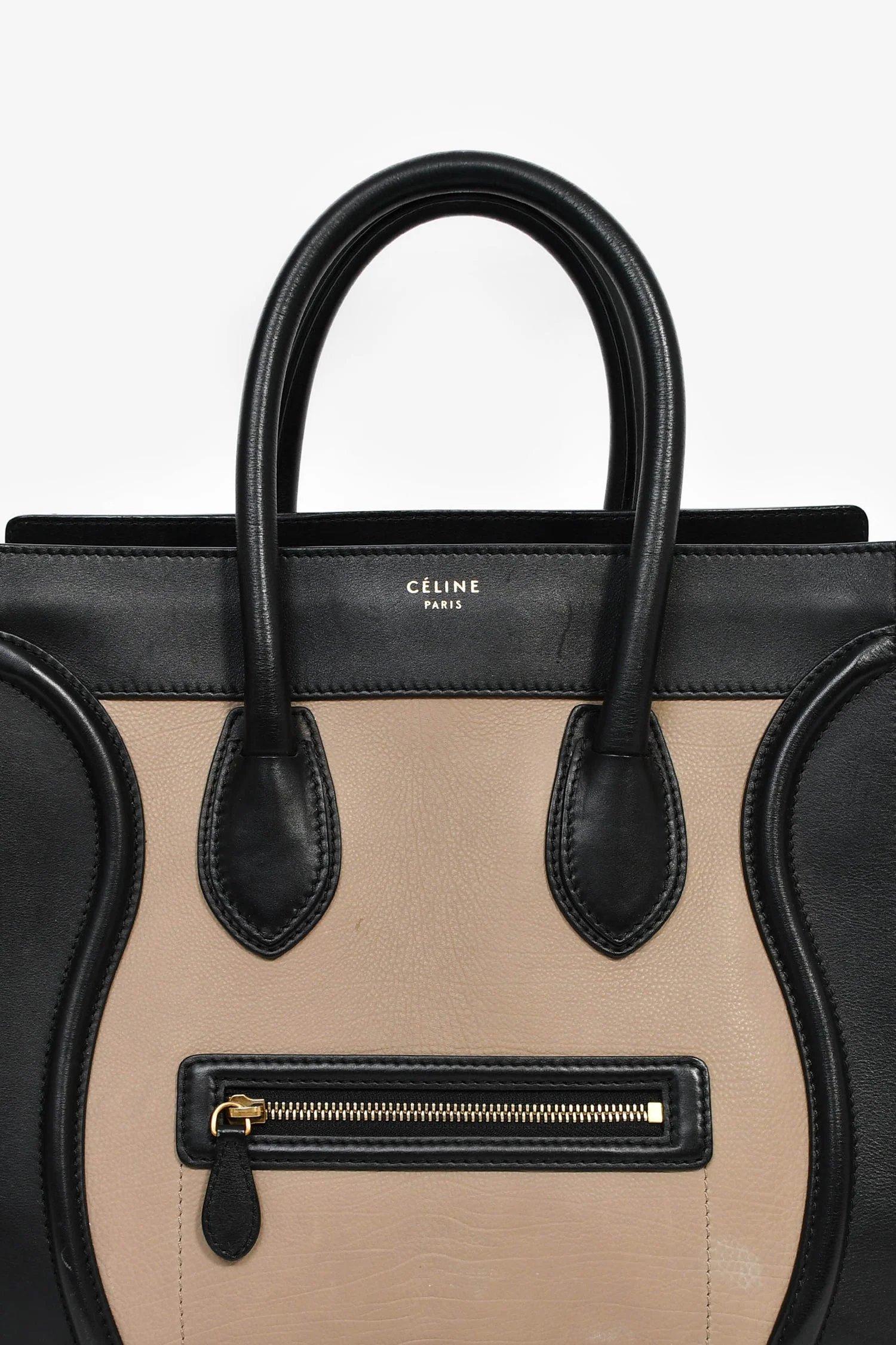Celine Taupe Tri-Coloured Small Luggage Tote - Image 6