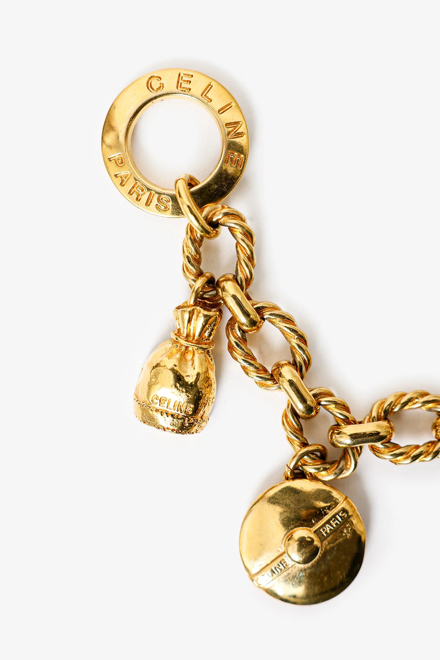 Celine Vintage Gold Toned Charm Toggle Closure Bracelet - Image 2