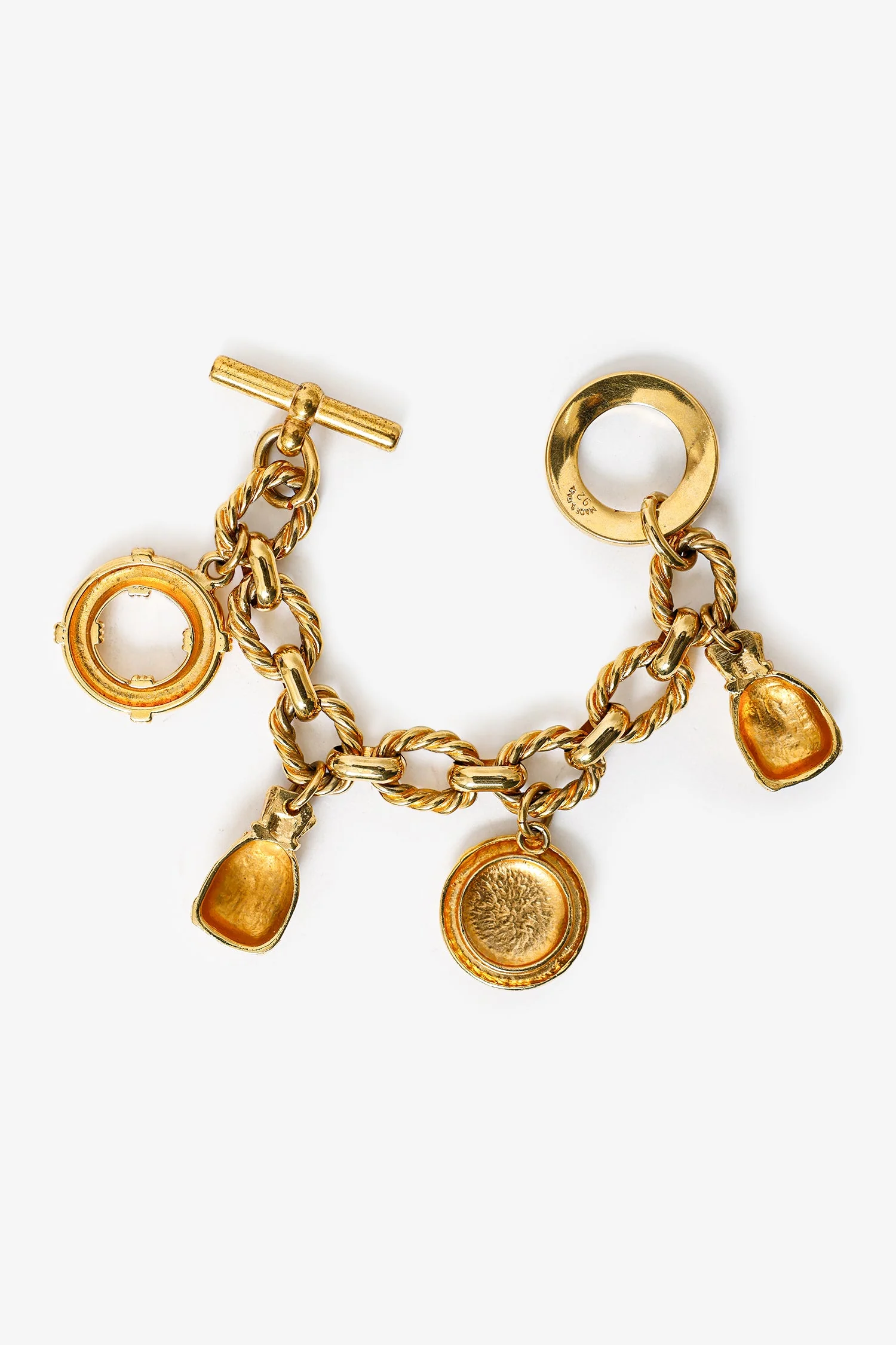 Celine Vintage Gold Toned Charm Toggle Closure Bracelet - Image 4