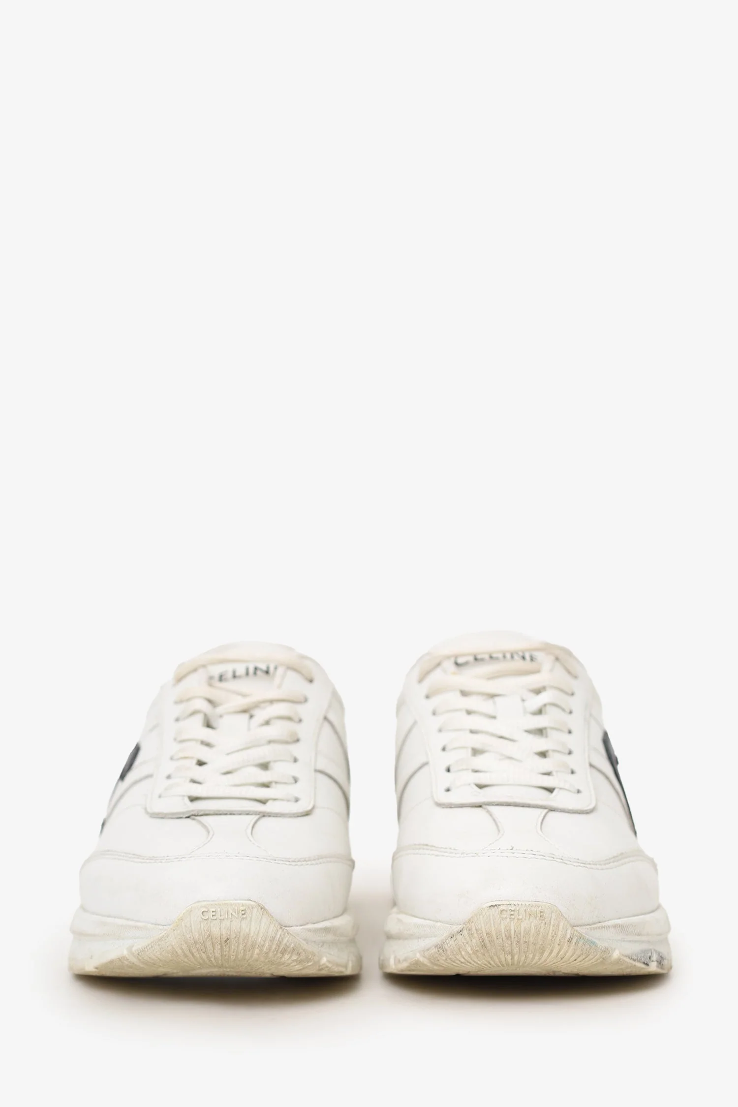 Celine White Leather Runner Cr-02 Low Lace-up Sneaker Size 38.5 - Image 3