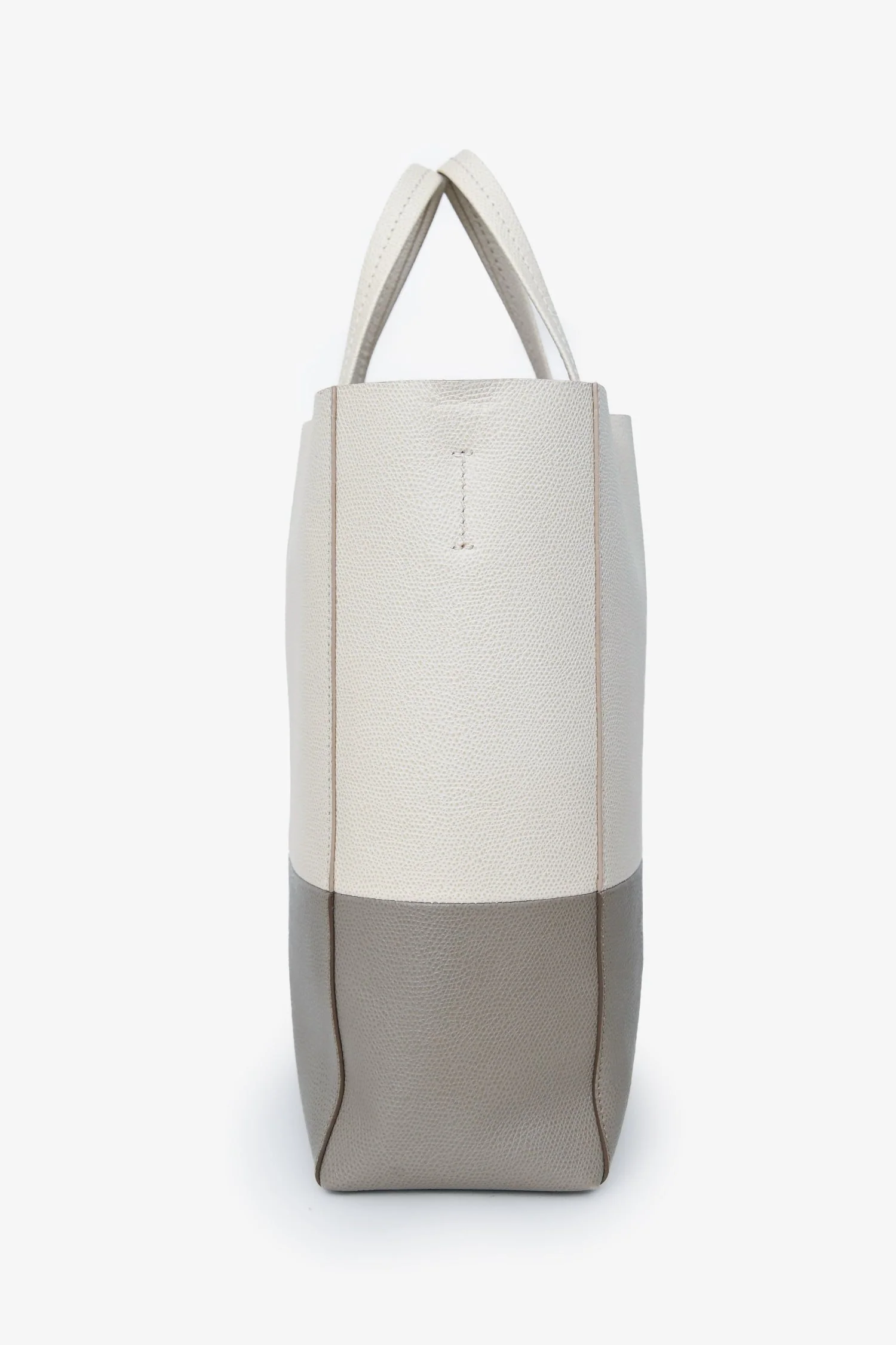 Celine White/Taupe Leather Cabas Bag with Strap - Image 3
