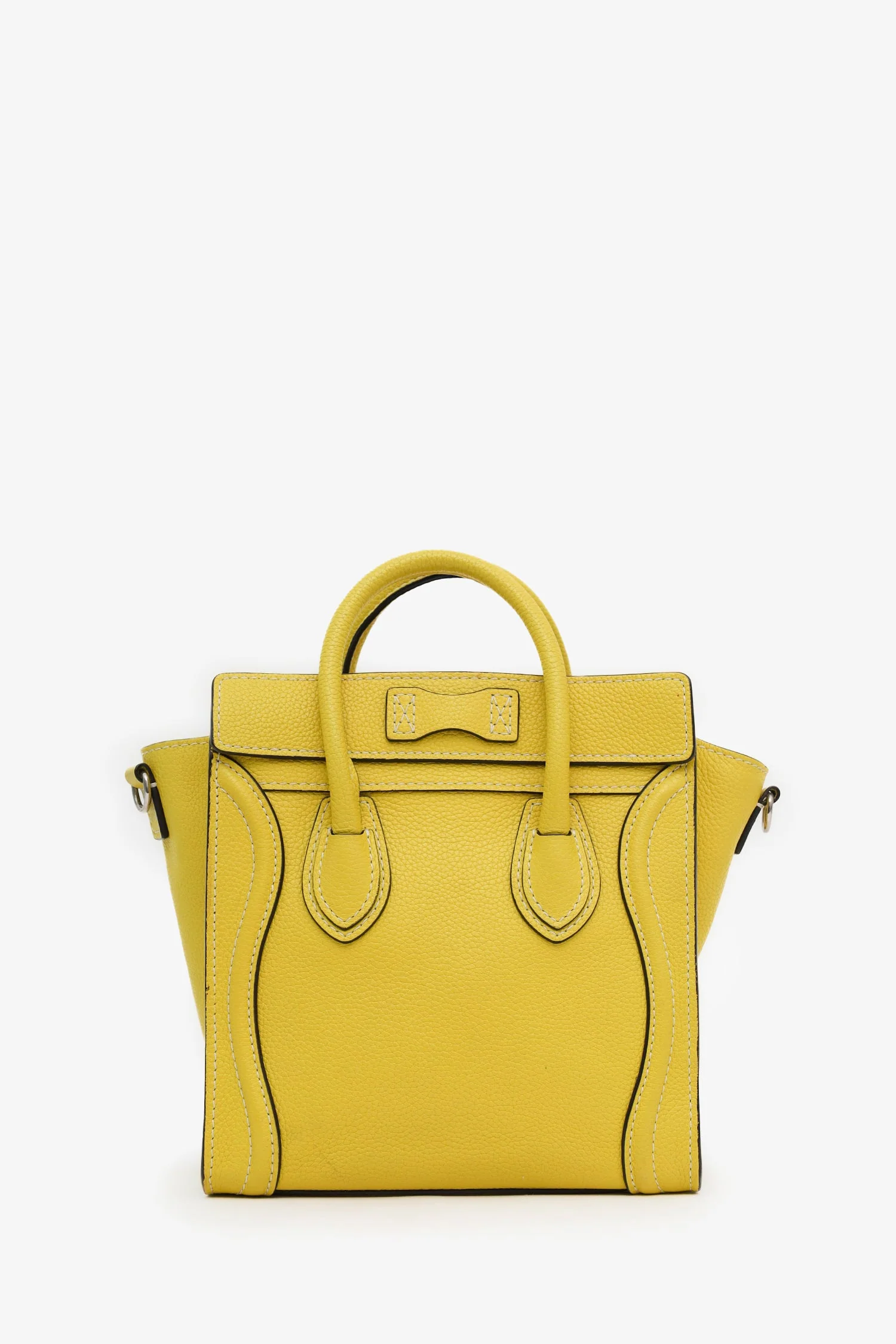 Celine Yellow Leather Nano Luggage Bag With Strap - Image 2