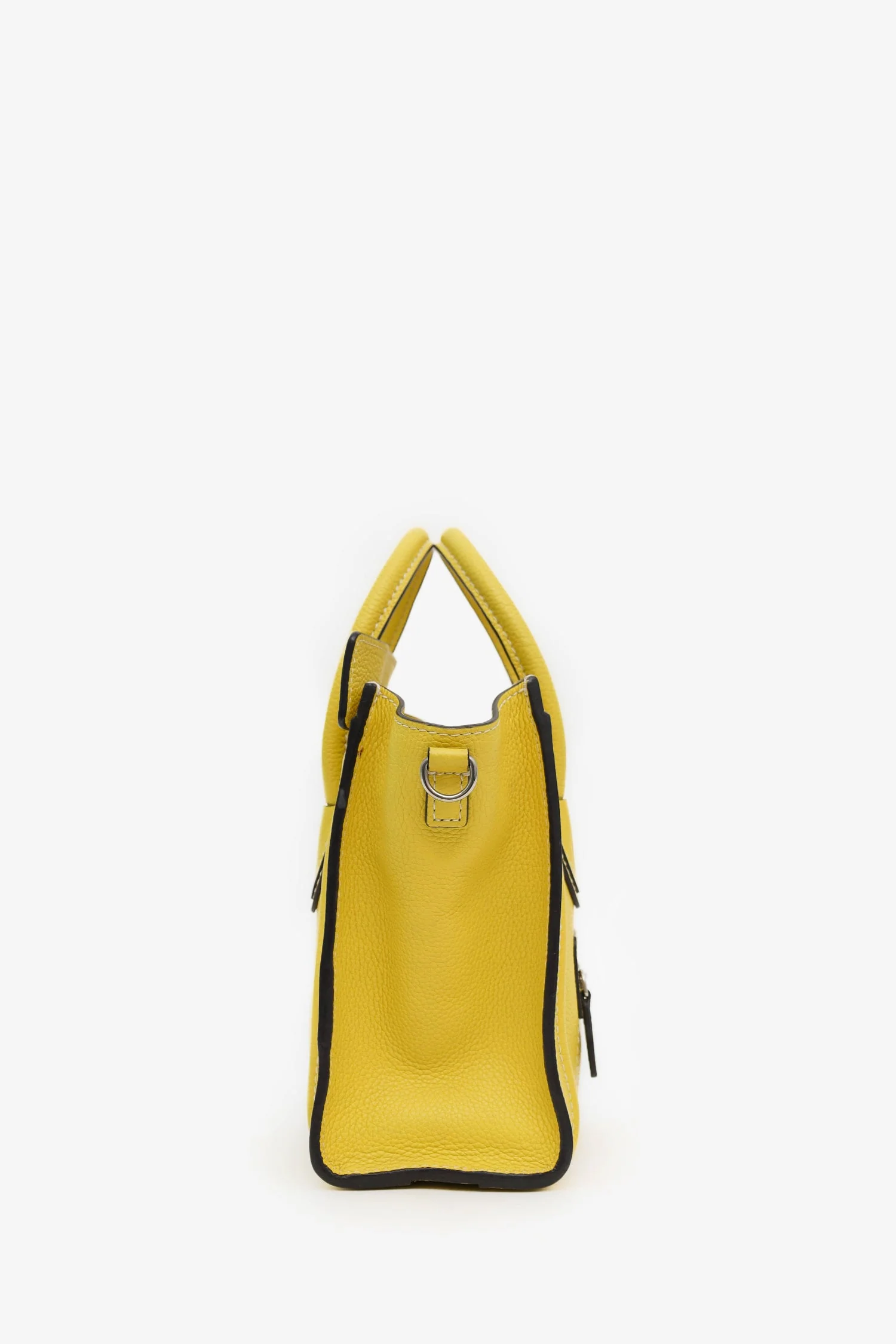 Celine Yellow Leather Nano Luggage Bag With Strap - Image 3
