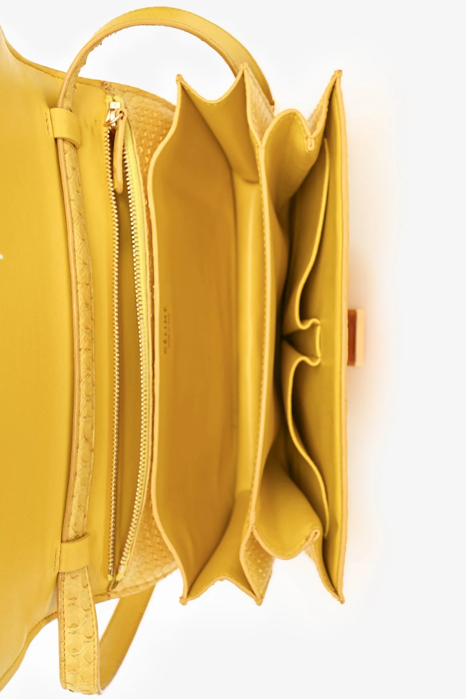 Celine Yellow Python Medium Crossbody Bag (As Is) - Image 6