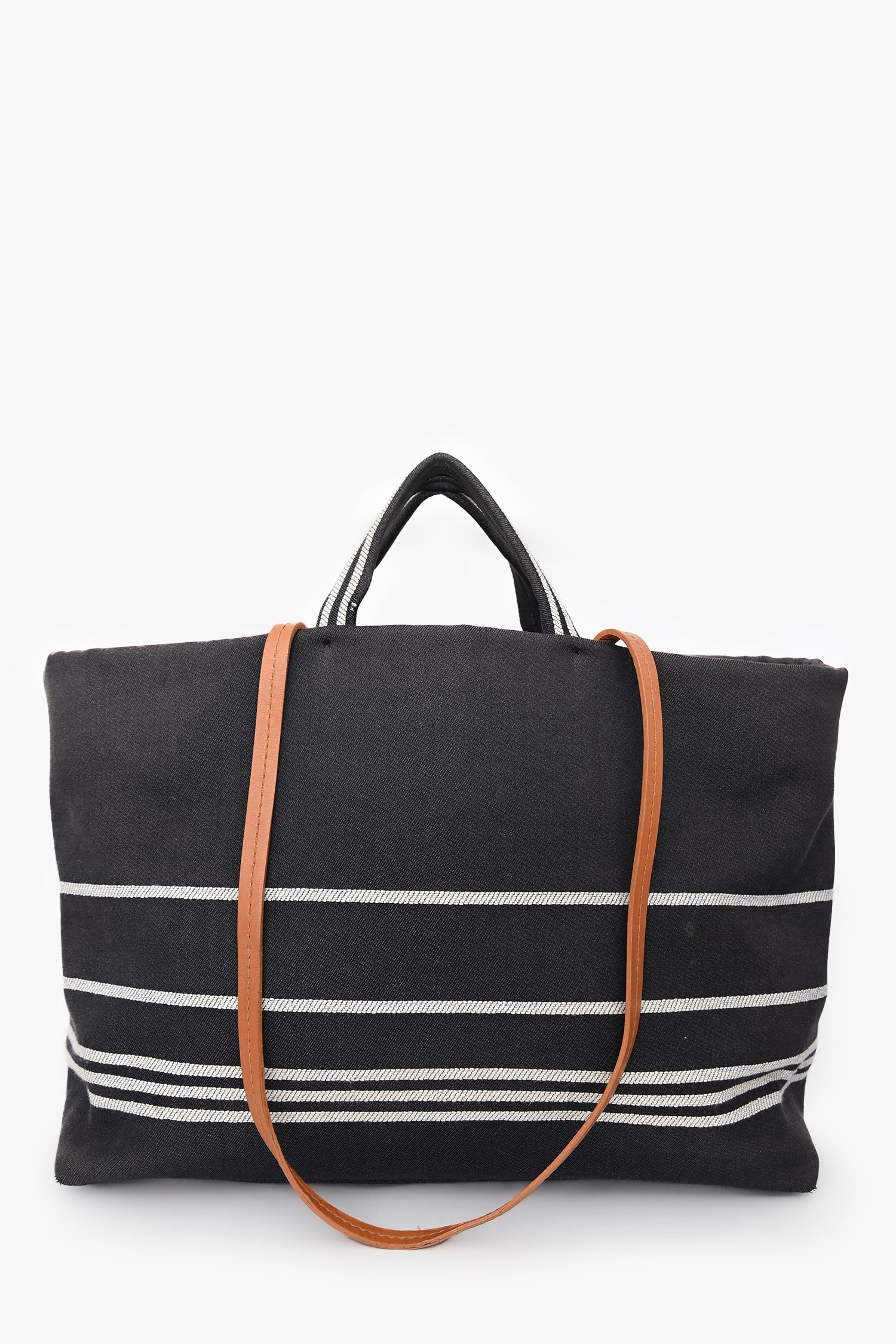 Chanel 2014 Blue/White Striped Denim CC 2 Way Shopper Tote Bag - Image 2