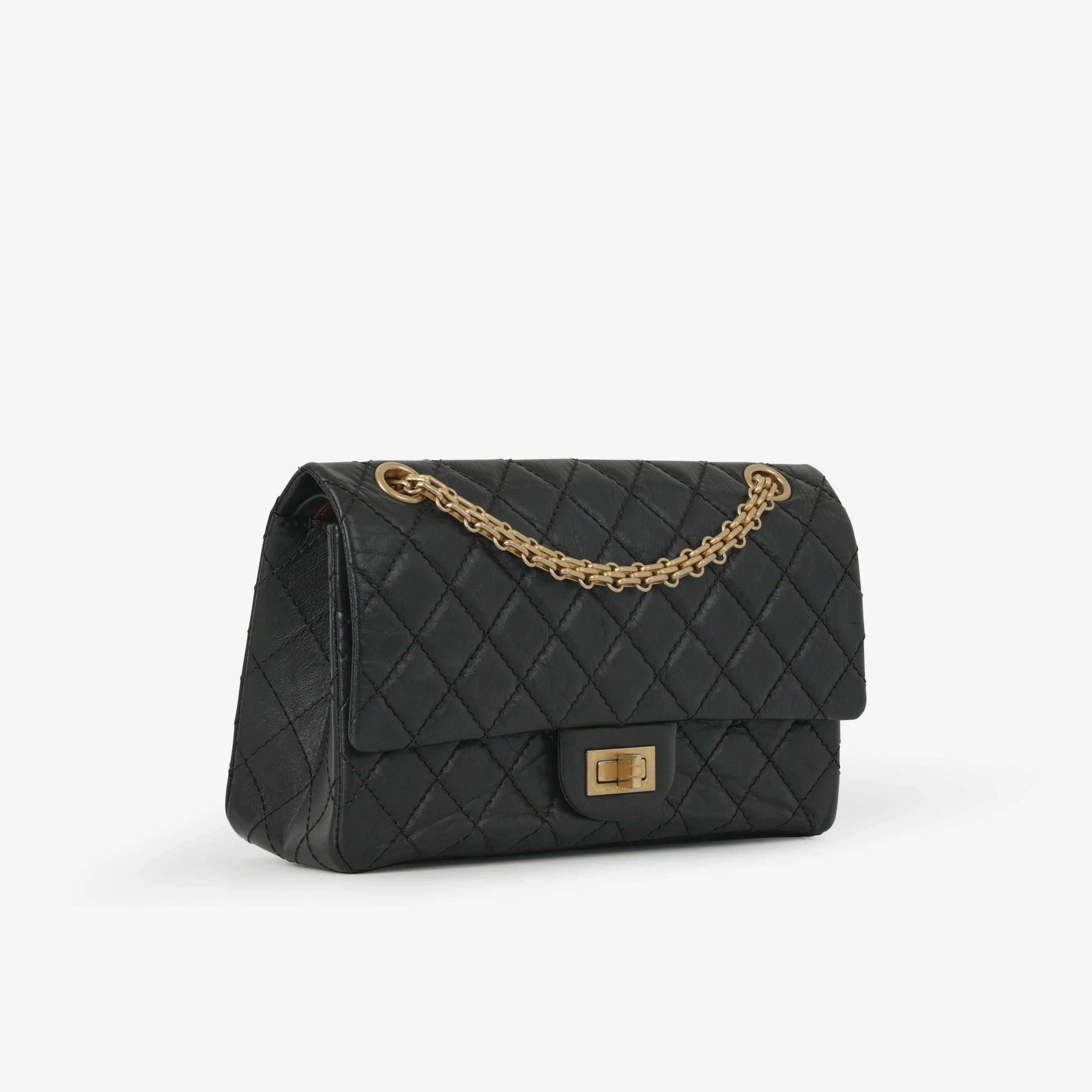 Chanel 2.55 Reissue 225 - Black Crumpled Calfskin | Gold Hardware - Image 2