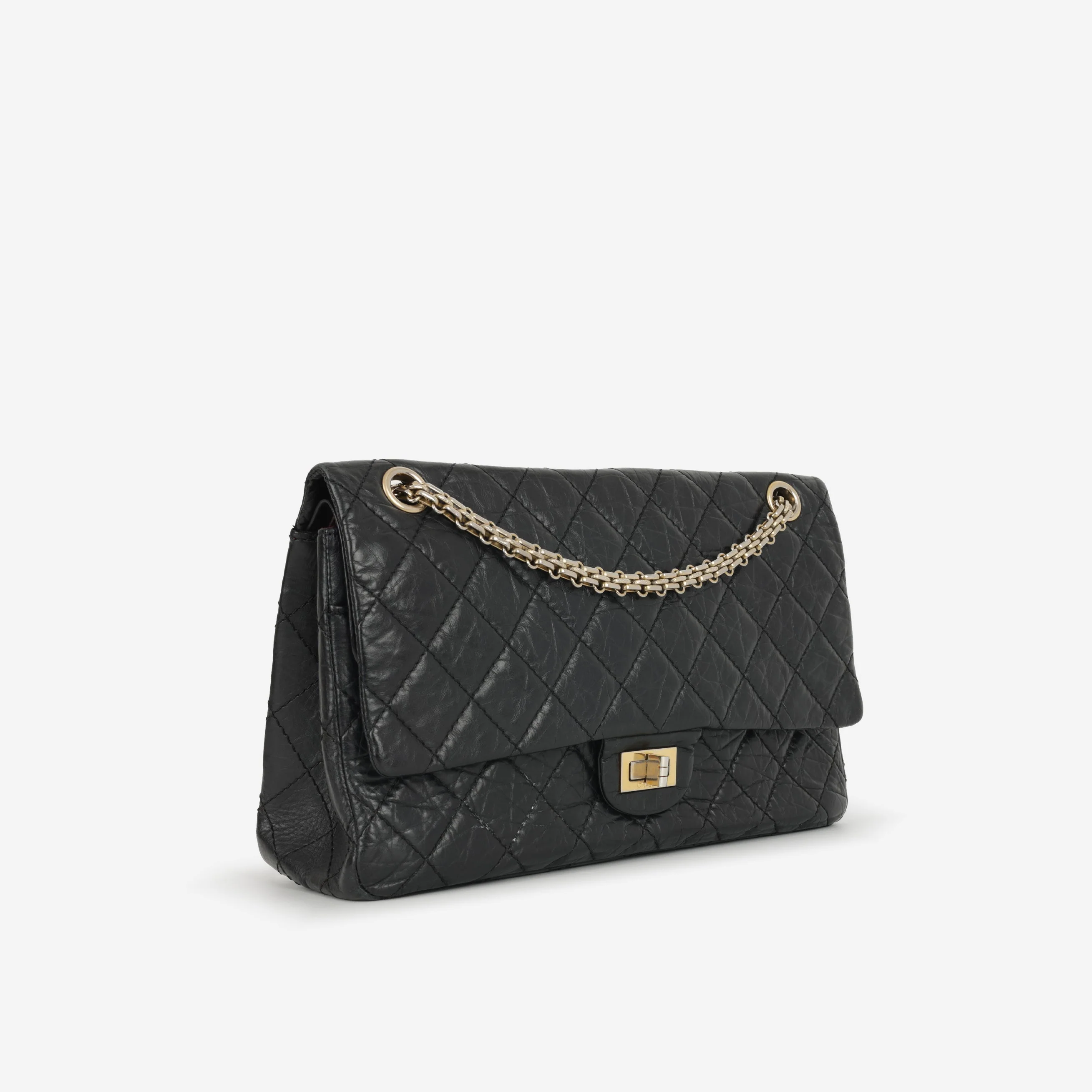Chanel 2.55 Reissue 226 - Black Crumpled Calfskin | Gold Hardware - Image 2
