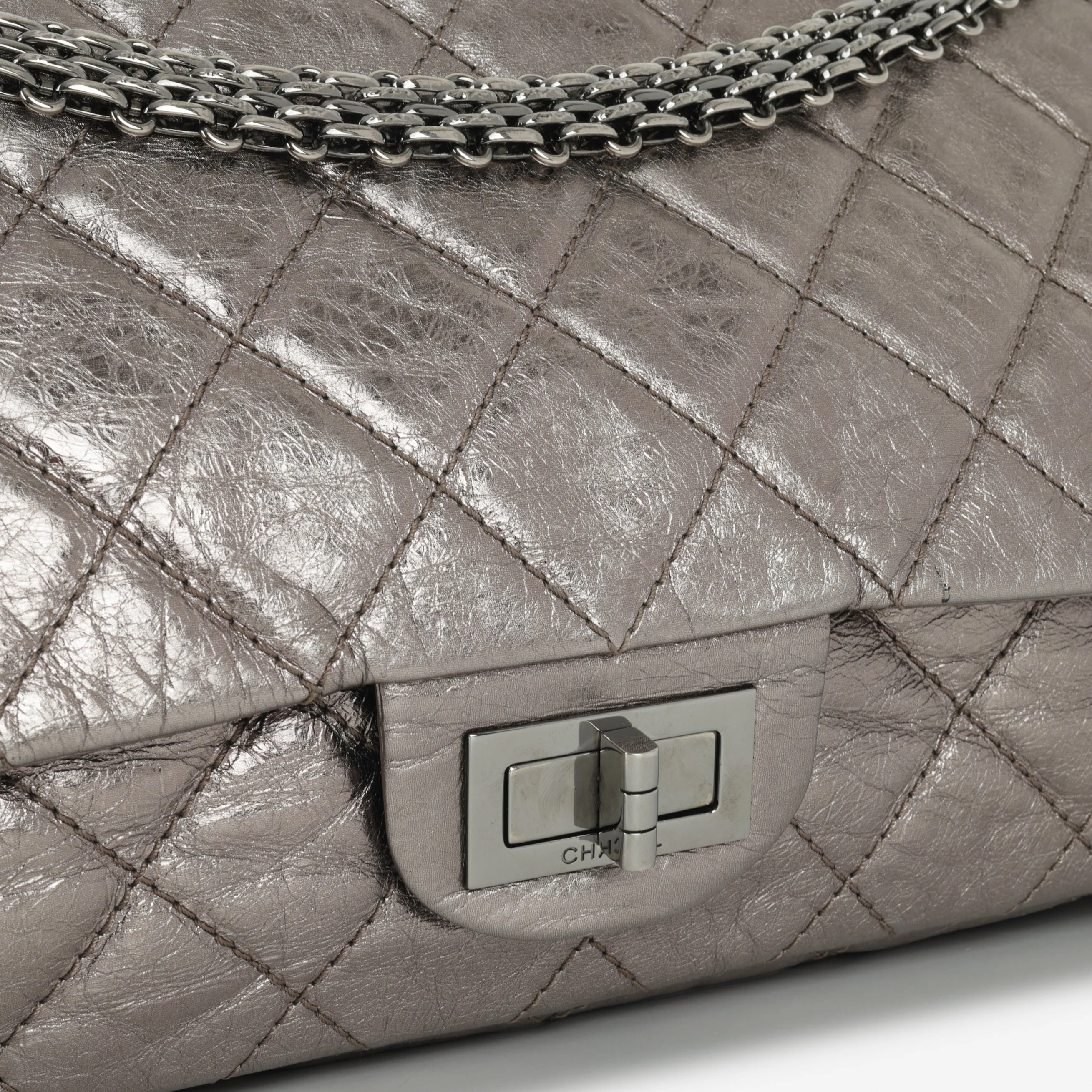 Chanel 2.55 Reissue 227 Flap - Metallic Bronze Calfskin | Silver Hardware - Image 7