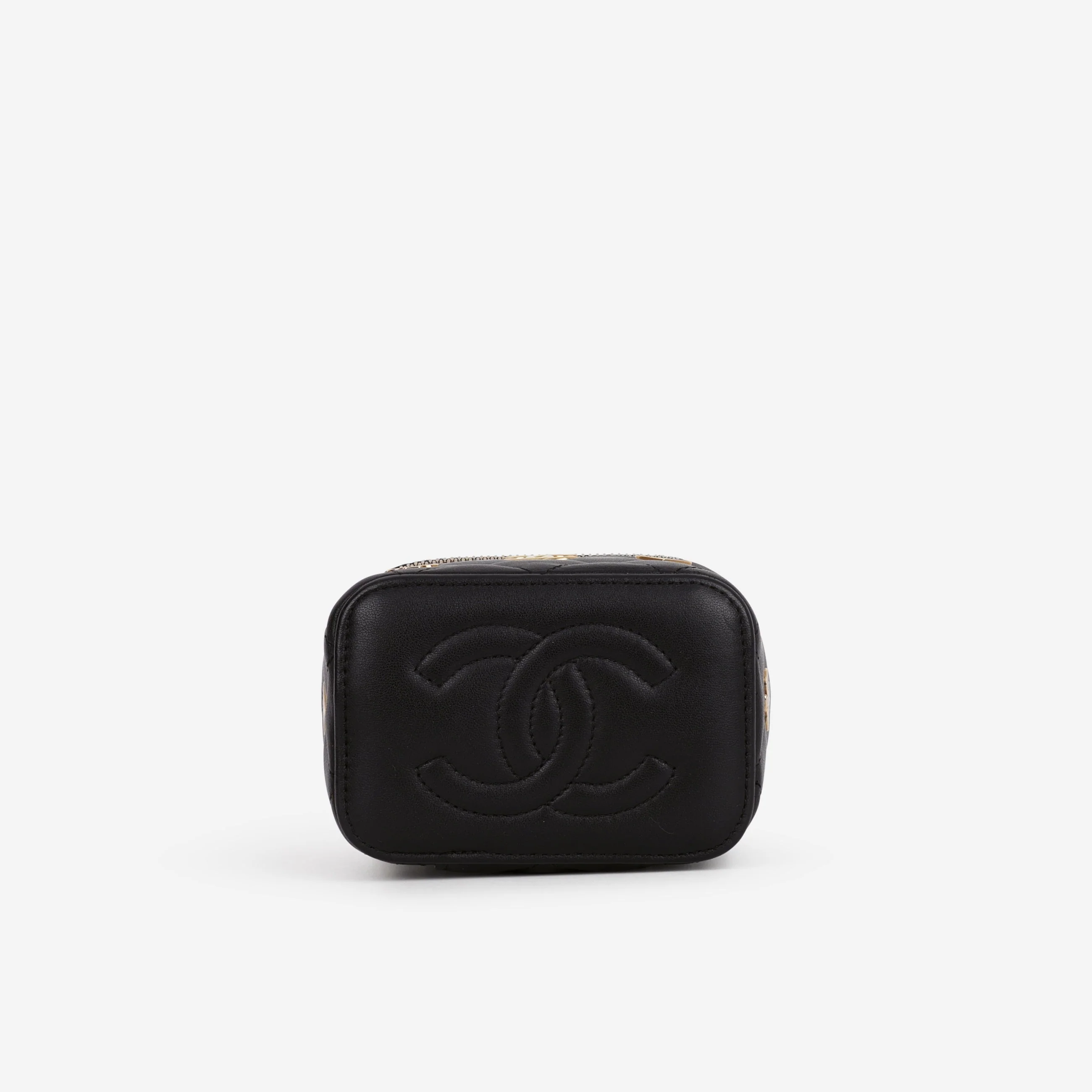 Chanel 23C Mini Vanity on Chain - Black Lambskin | Champagne Gold Hardware - Image 3