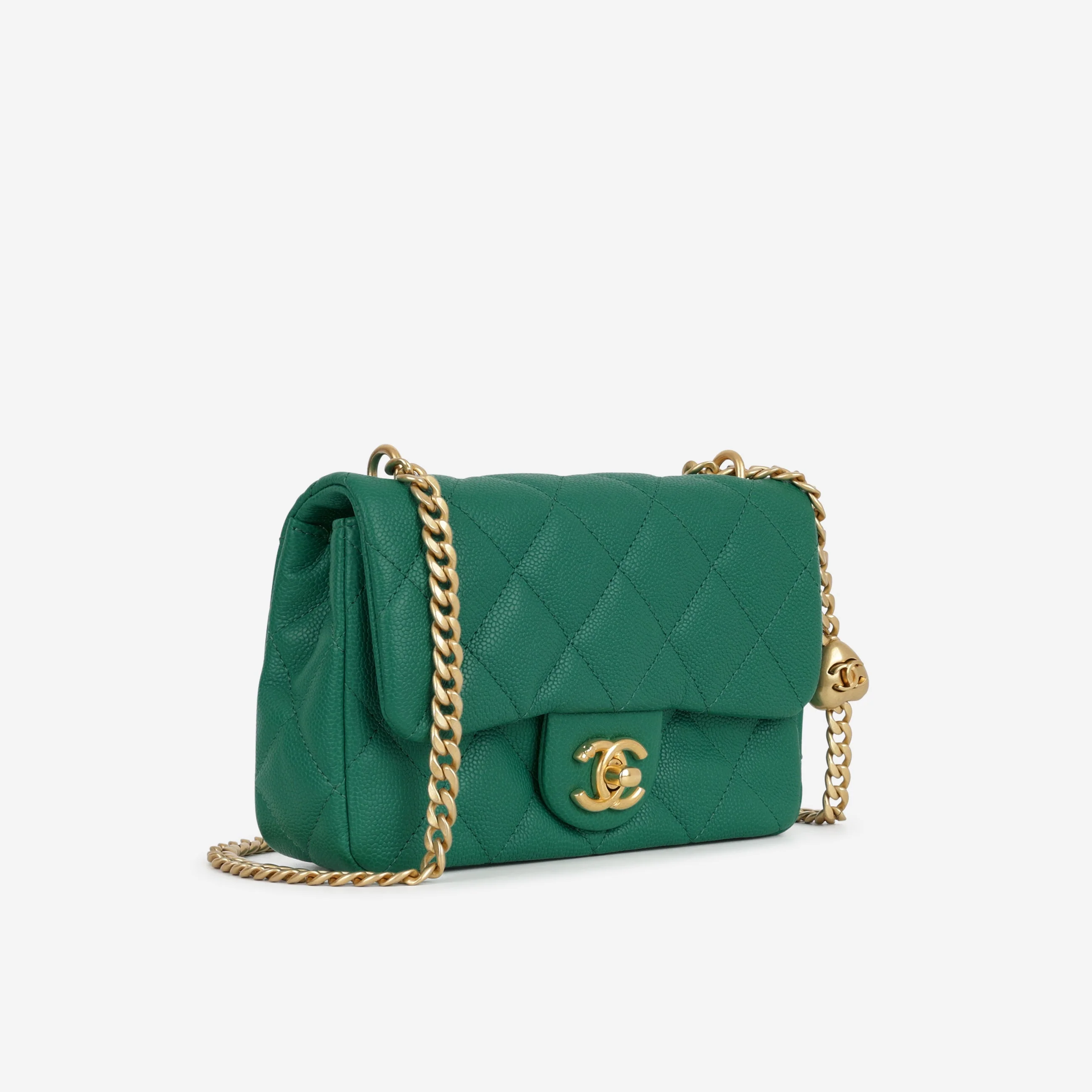 Chanel 23P Mini Heart Crush - Green Caviar | Gold Hardware - Image 2
