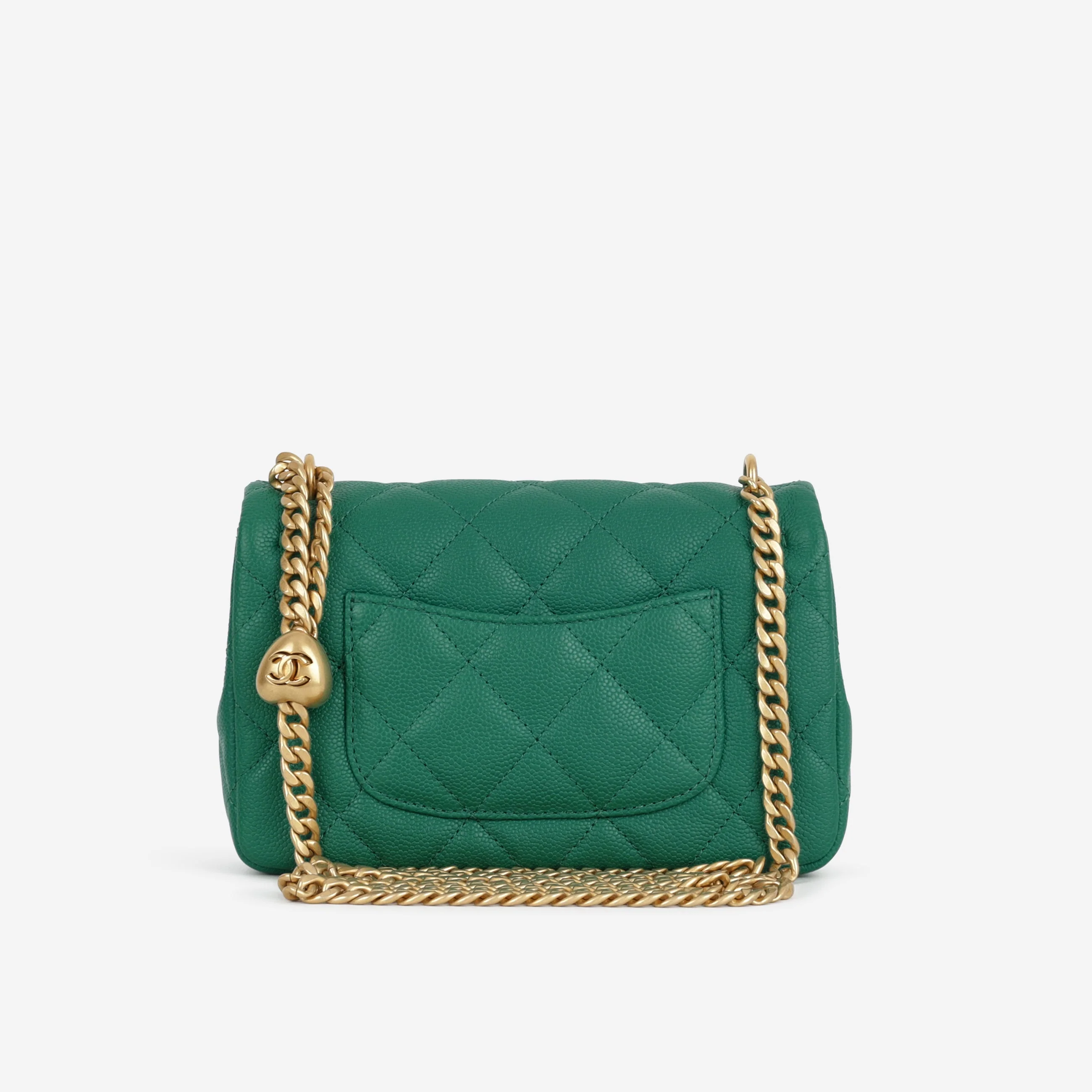 Chanel 23P Mini Heart Crush - Green Caviar | Gold Hardware - Image 4