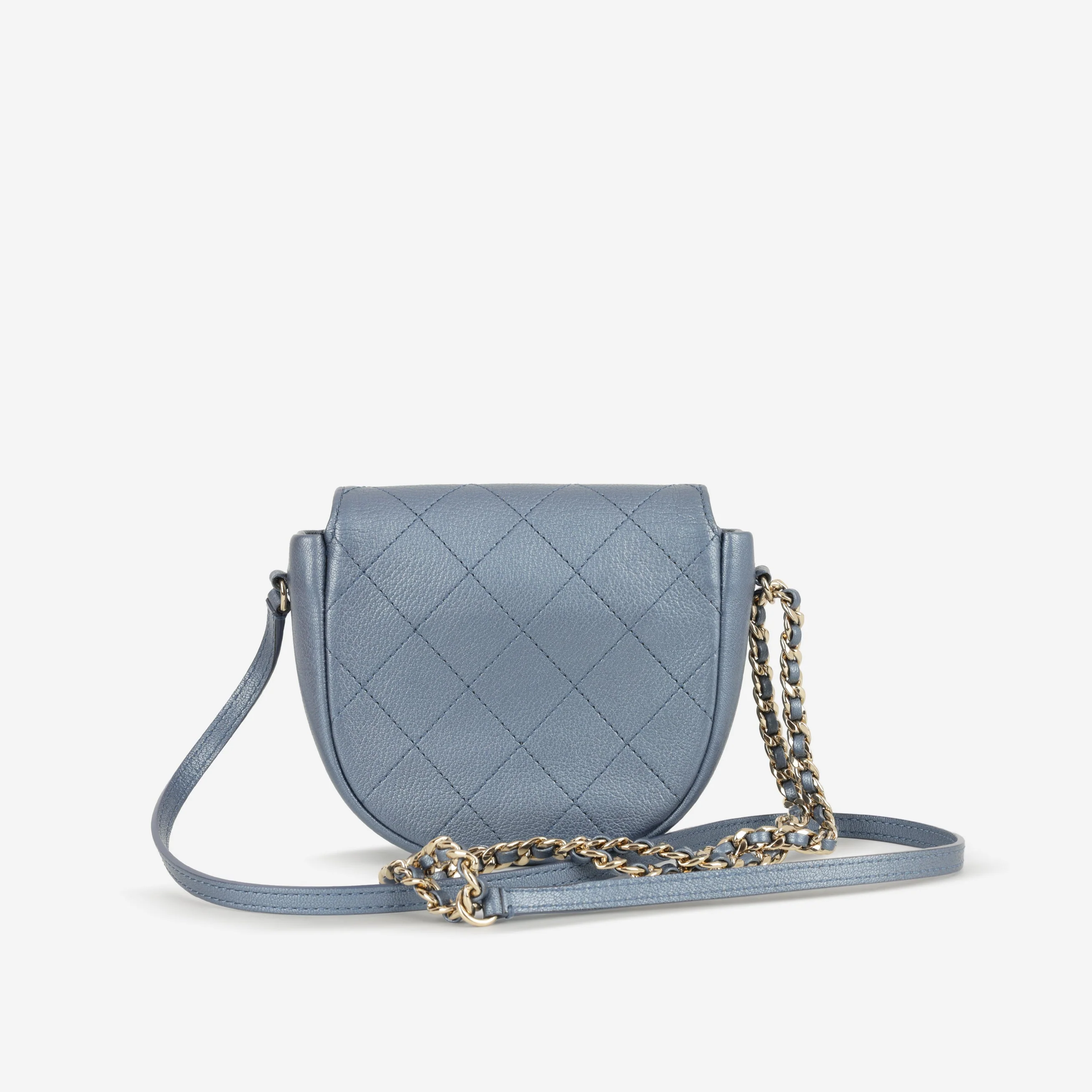 Chanel Casual Trip Crossbody Flap Bag - Blue Metallic Calfskin | Champagne Gold Hardware - Image 3