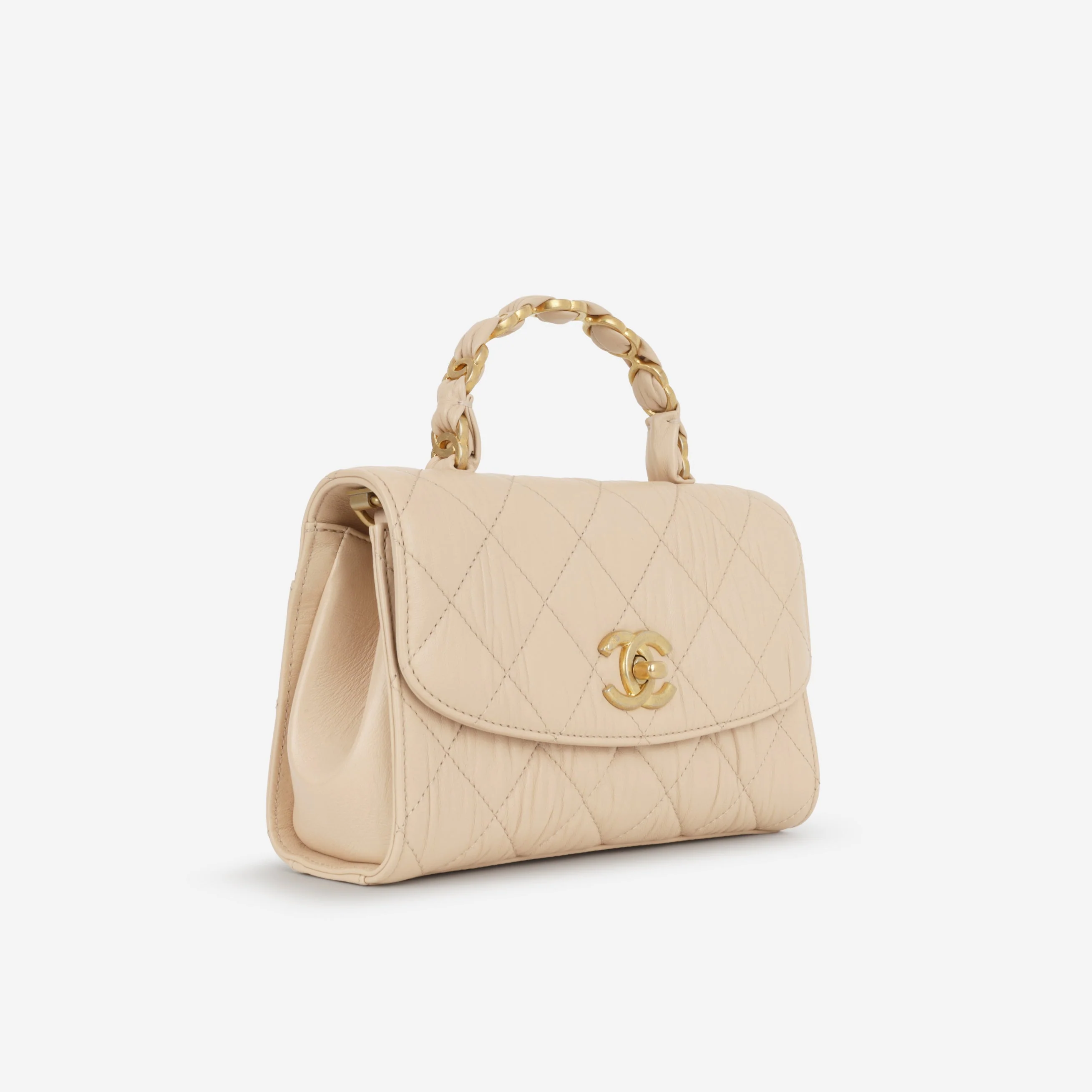 Chanel CC Link Top Handle - Beige Lambskin | Gold Hardware - Image 2