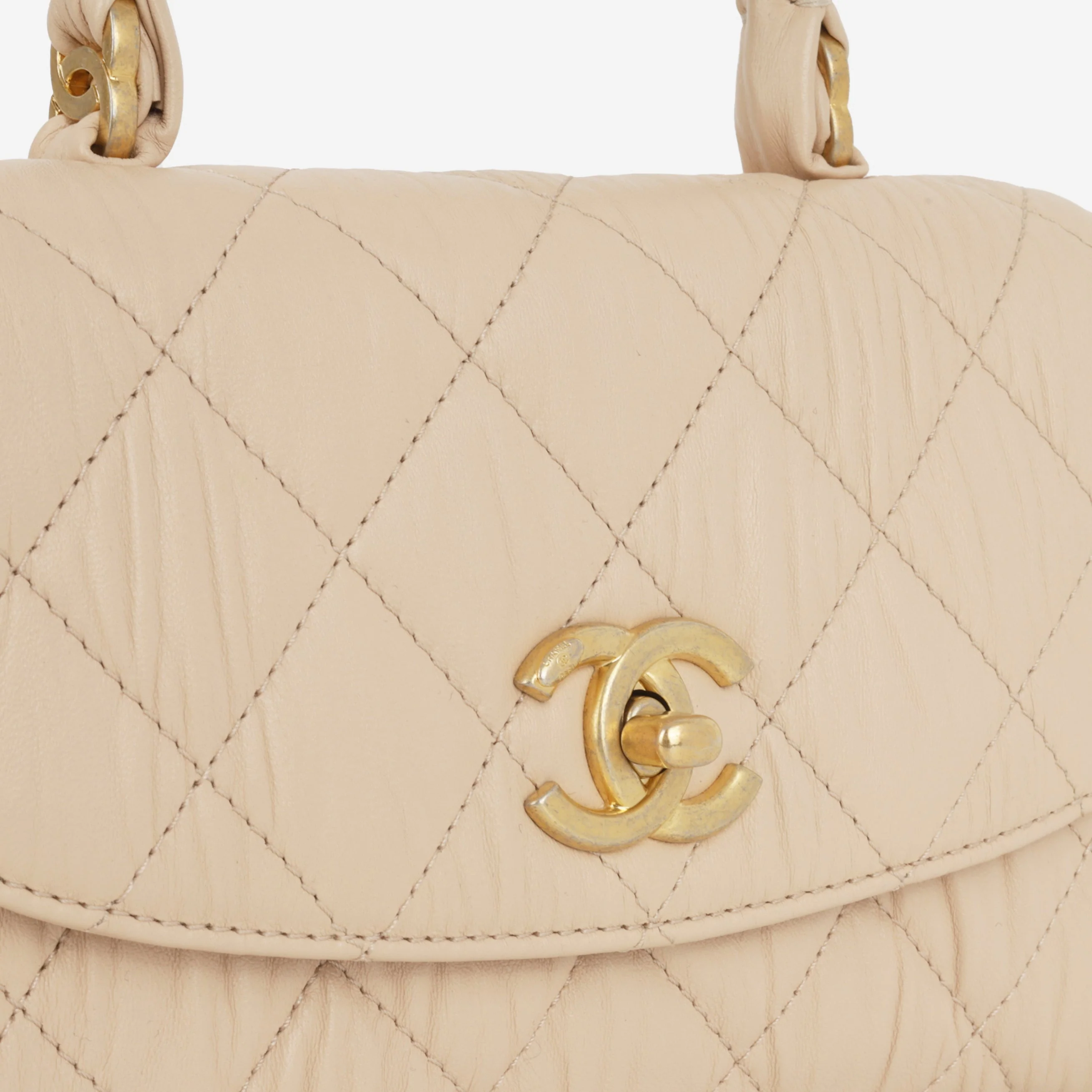 Chanel CC Link Top Handle - Beige Lambskin | Gold Hardware - Image 3